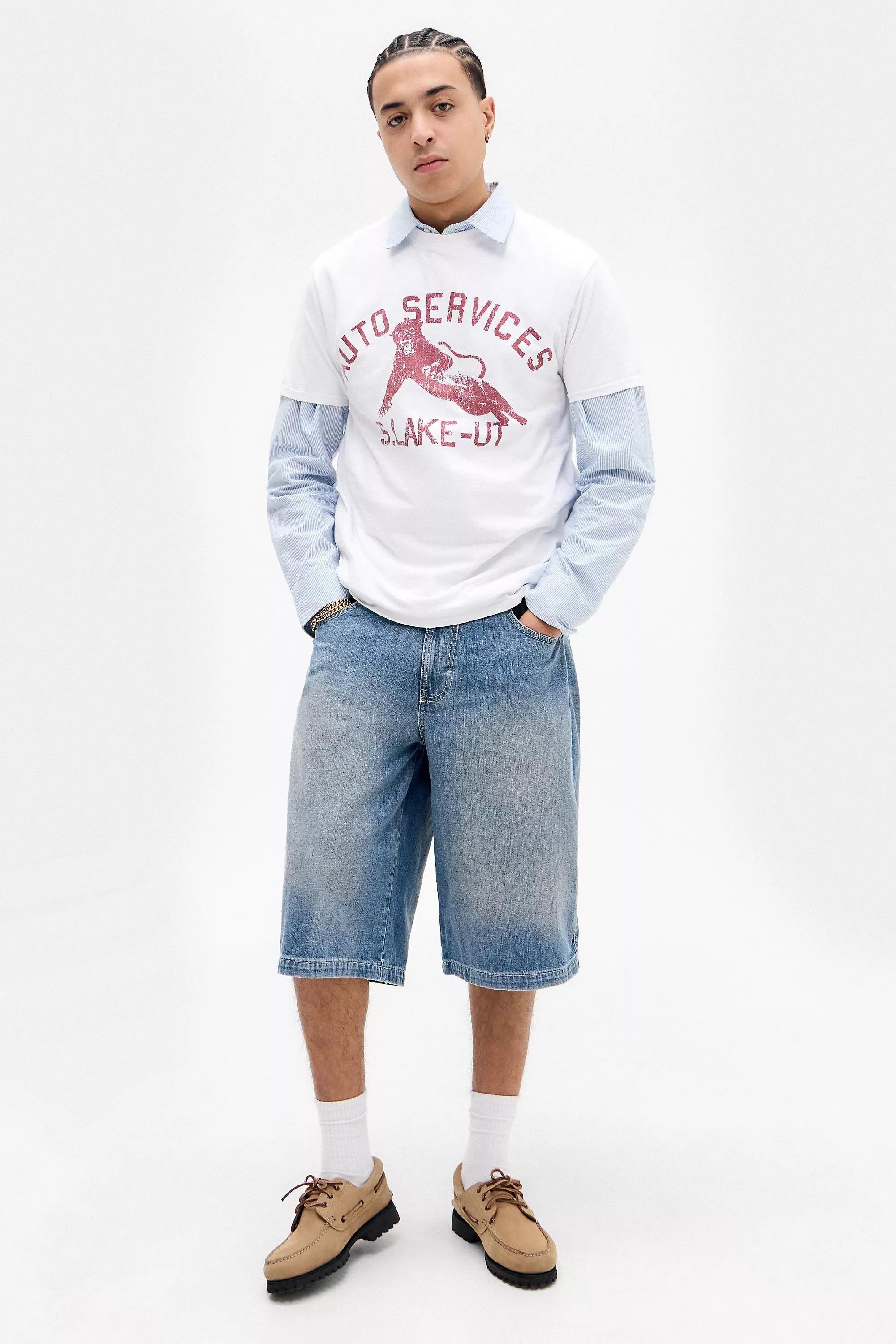 Blue Bdg Blue Neo Crosshatch Jorts, , large image number 1