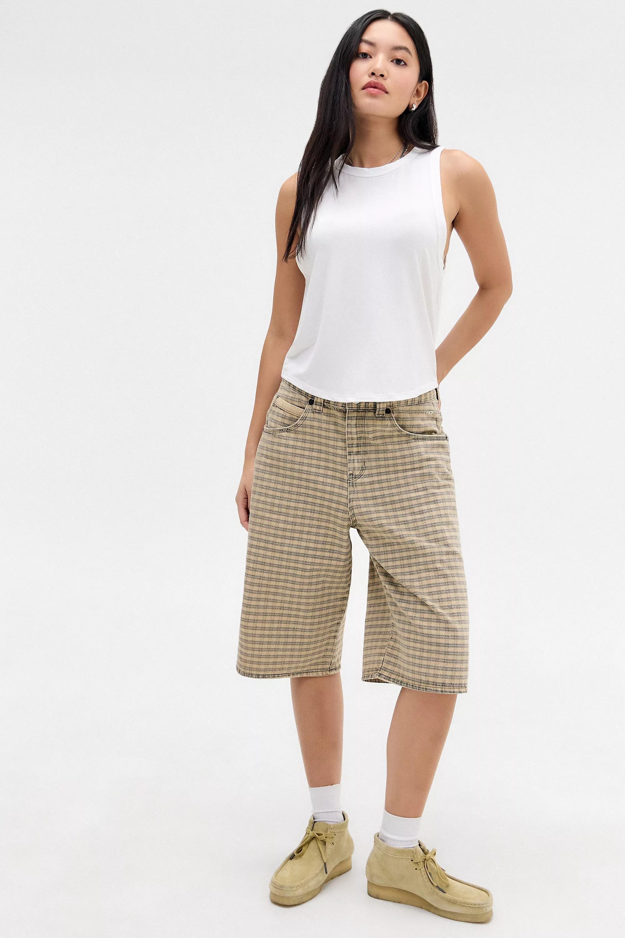 Beige Bdg Checked Astrid Jorts, , large image number 0