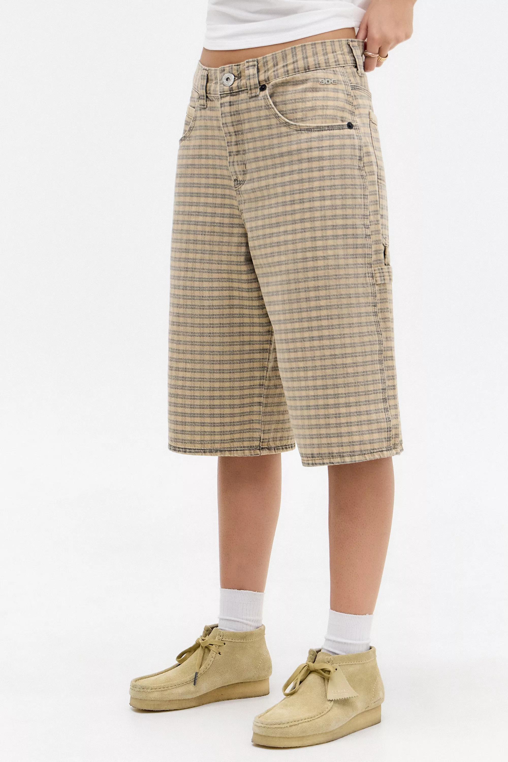 Beige Bdg Checked Astrid Jorts, , large image number 1