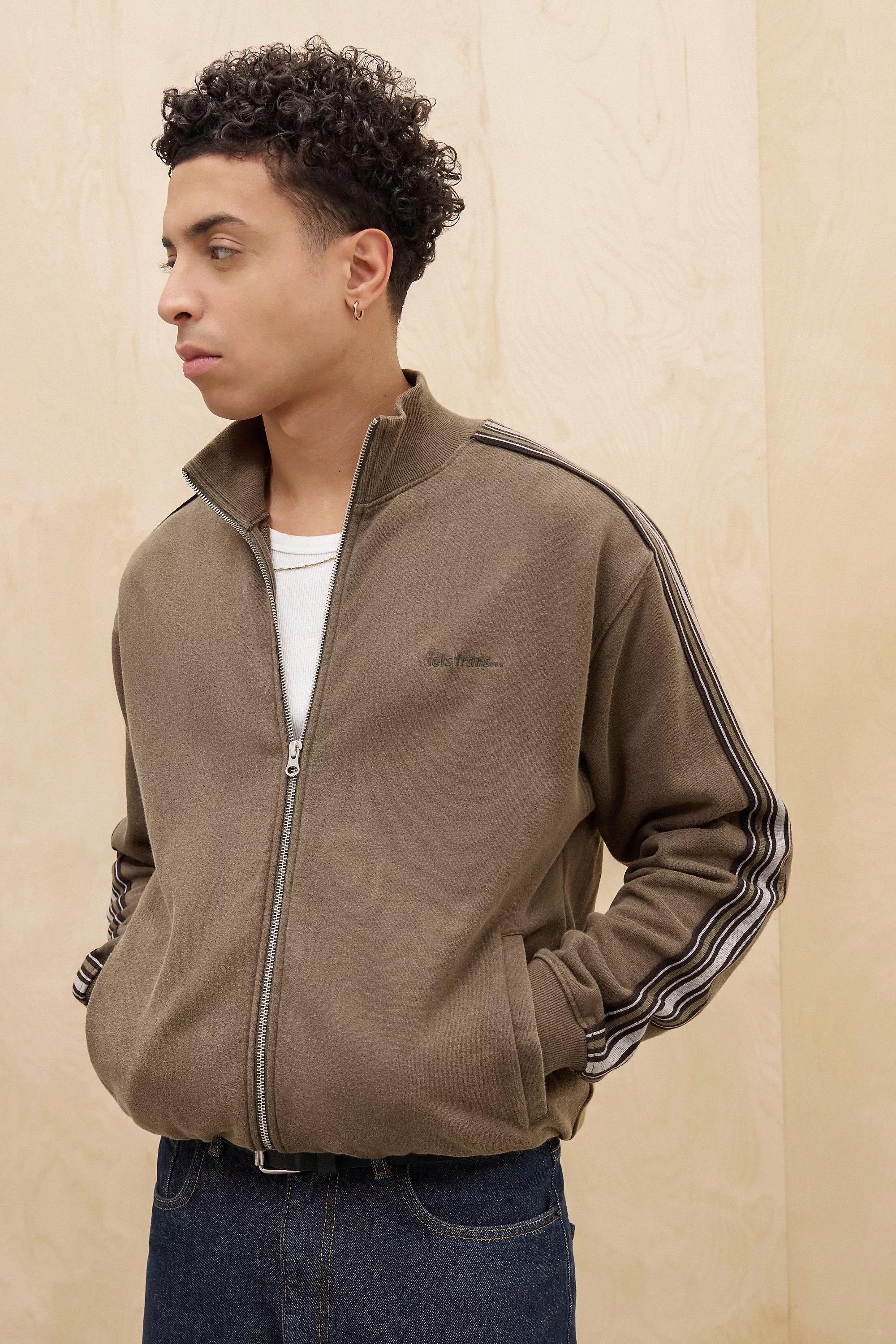 Brown Iets Frans... Brown Taped Track Top, , large image number 0