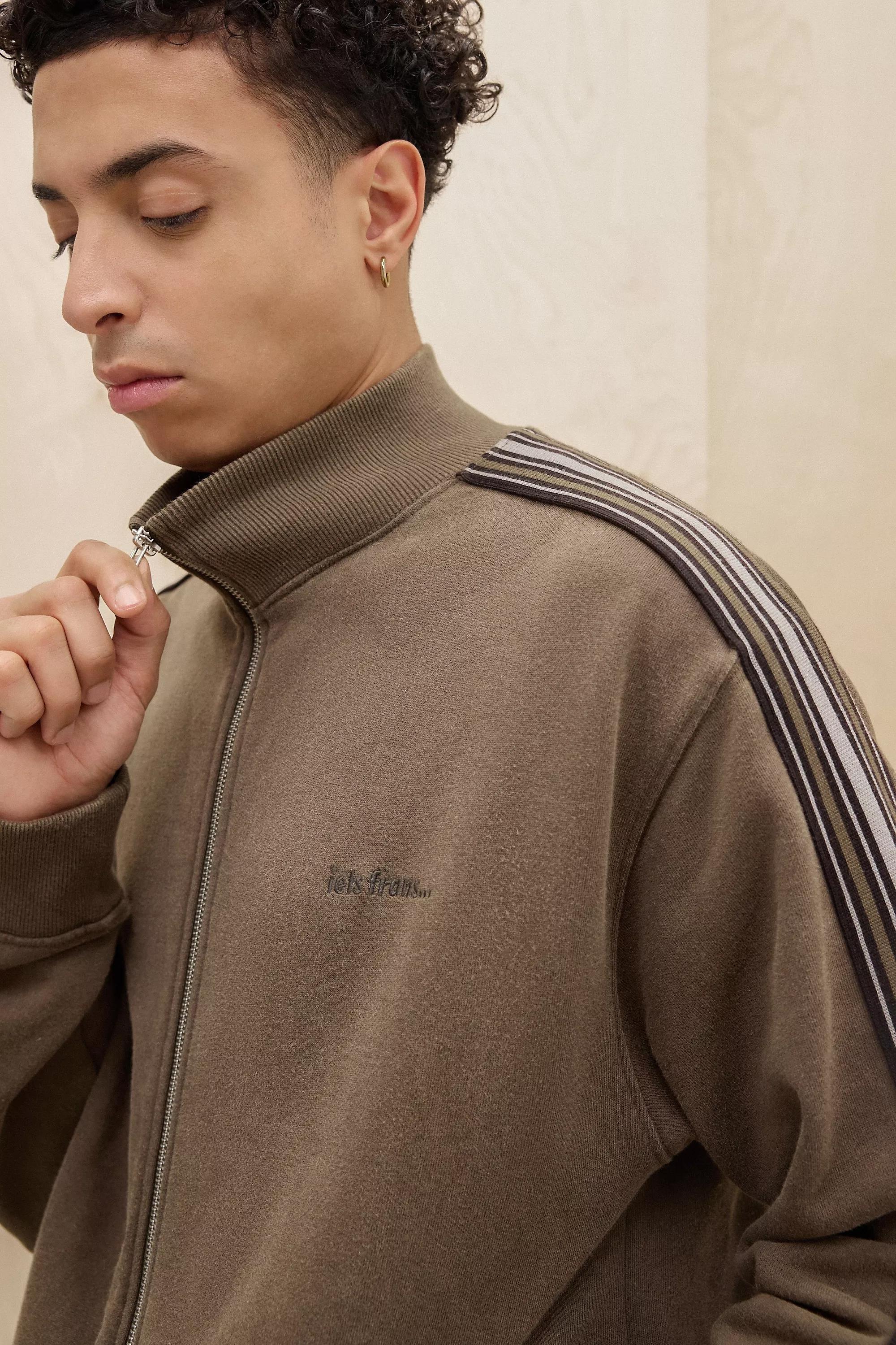 Brown Iets Frans... Brown Taped Track Top, , large image number 2