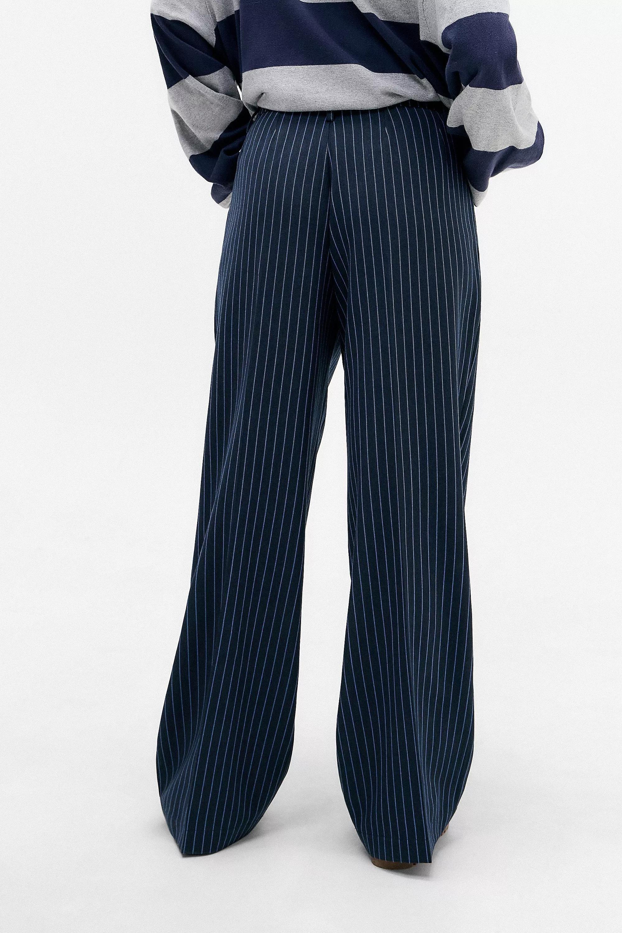 Navy Archive At Uo Pinstripe Low Rise Trousers, , large image number 2