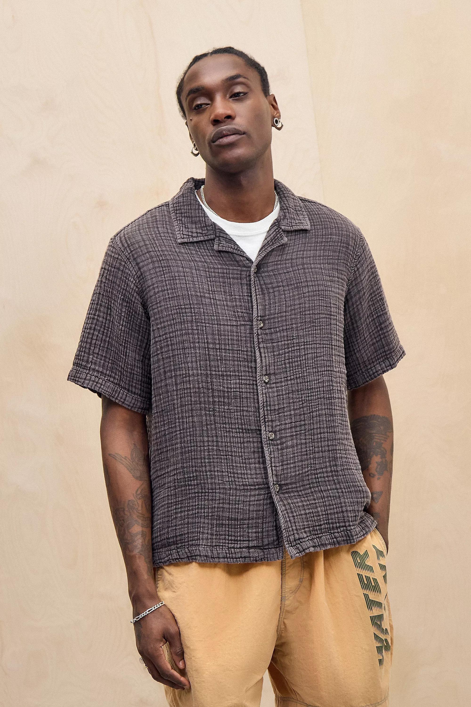 BLACK Ayker Black Triple Gauze Short Sleeve Shirt, , large image number 0