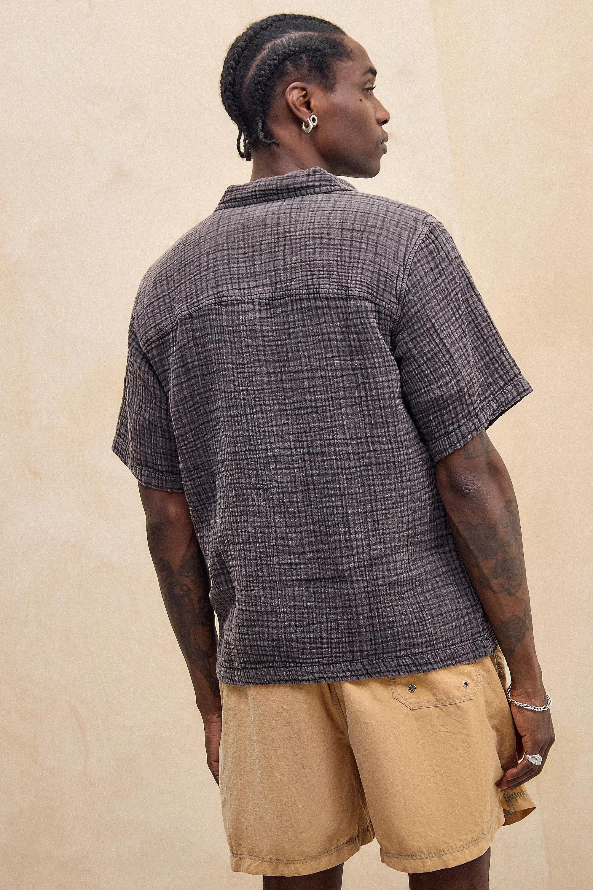 BLACK Ayker Black Triple Gauze Short Sleeve Shirt, , large image number 3