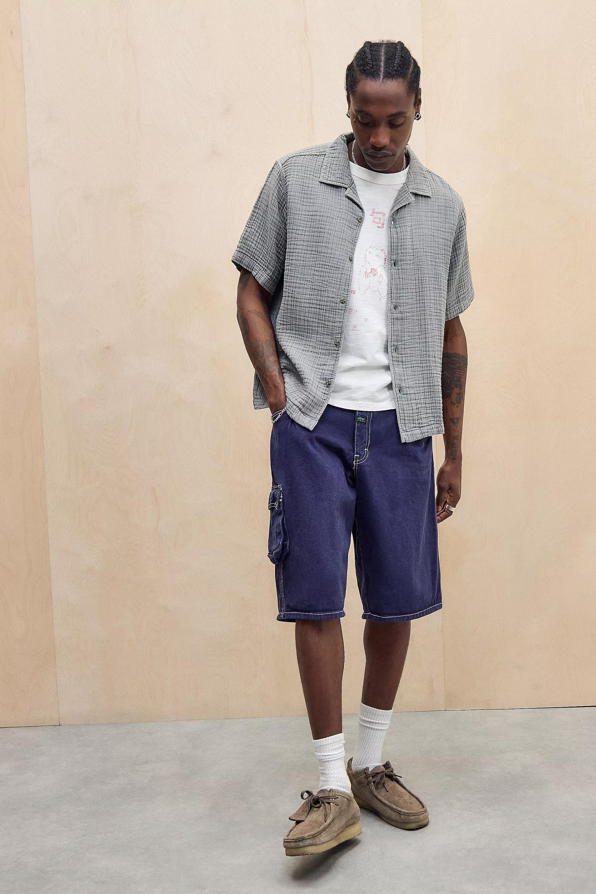 Grey Ayker Seafoam Triple Gauze Short Sleeve Shirt, , large image number 1