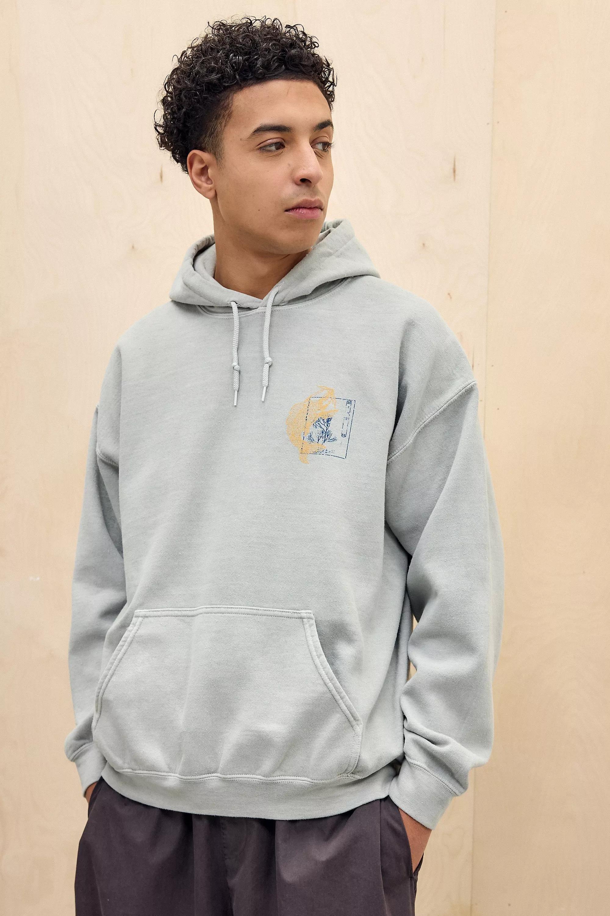 Grey UO Koi Fish Hoodie Casual, , large image number 0