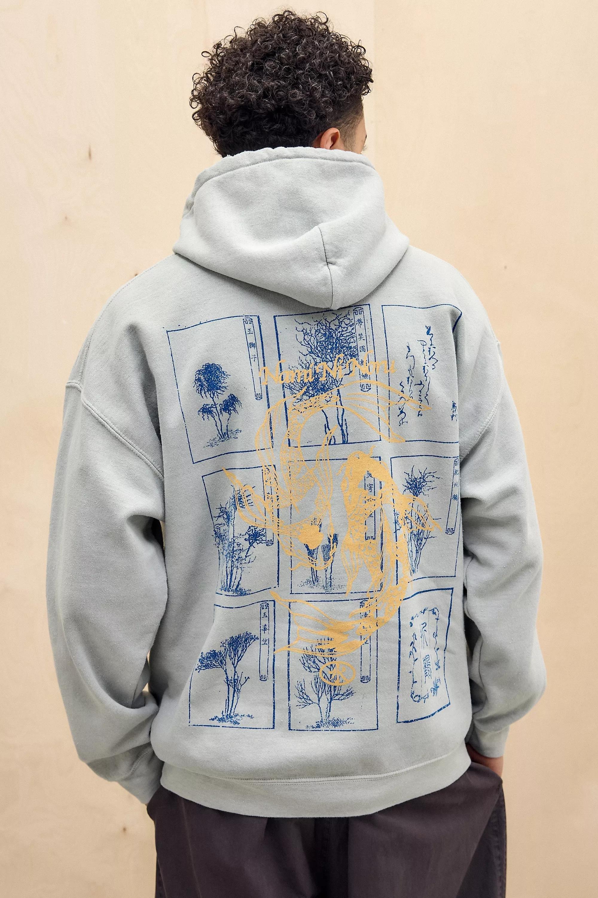 Grey UO Koi Fish Hoodie Casual, , large image number 3