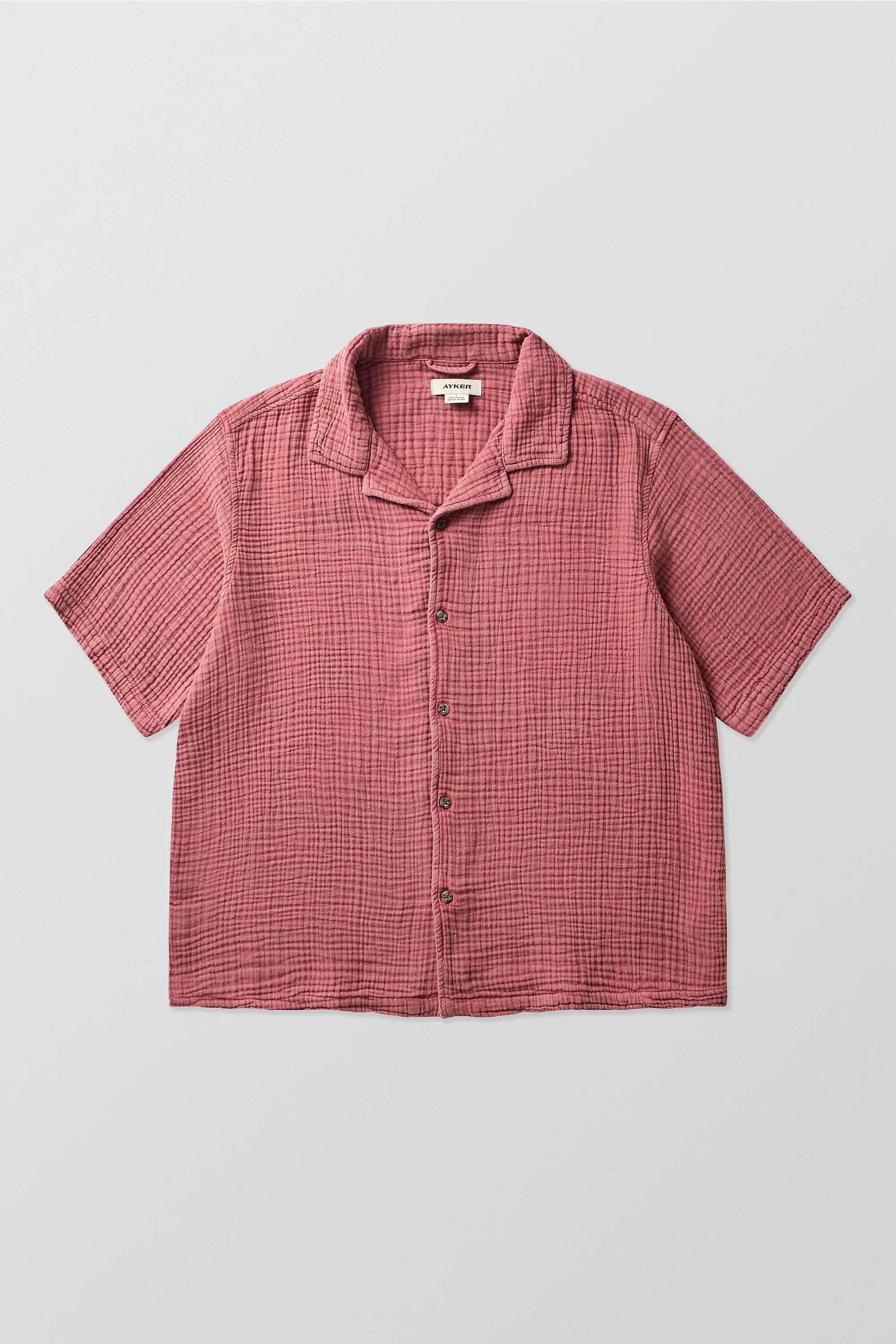 Red Ayker Red Triple Gauze Short Sleeve Shirt, , large image number 4