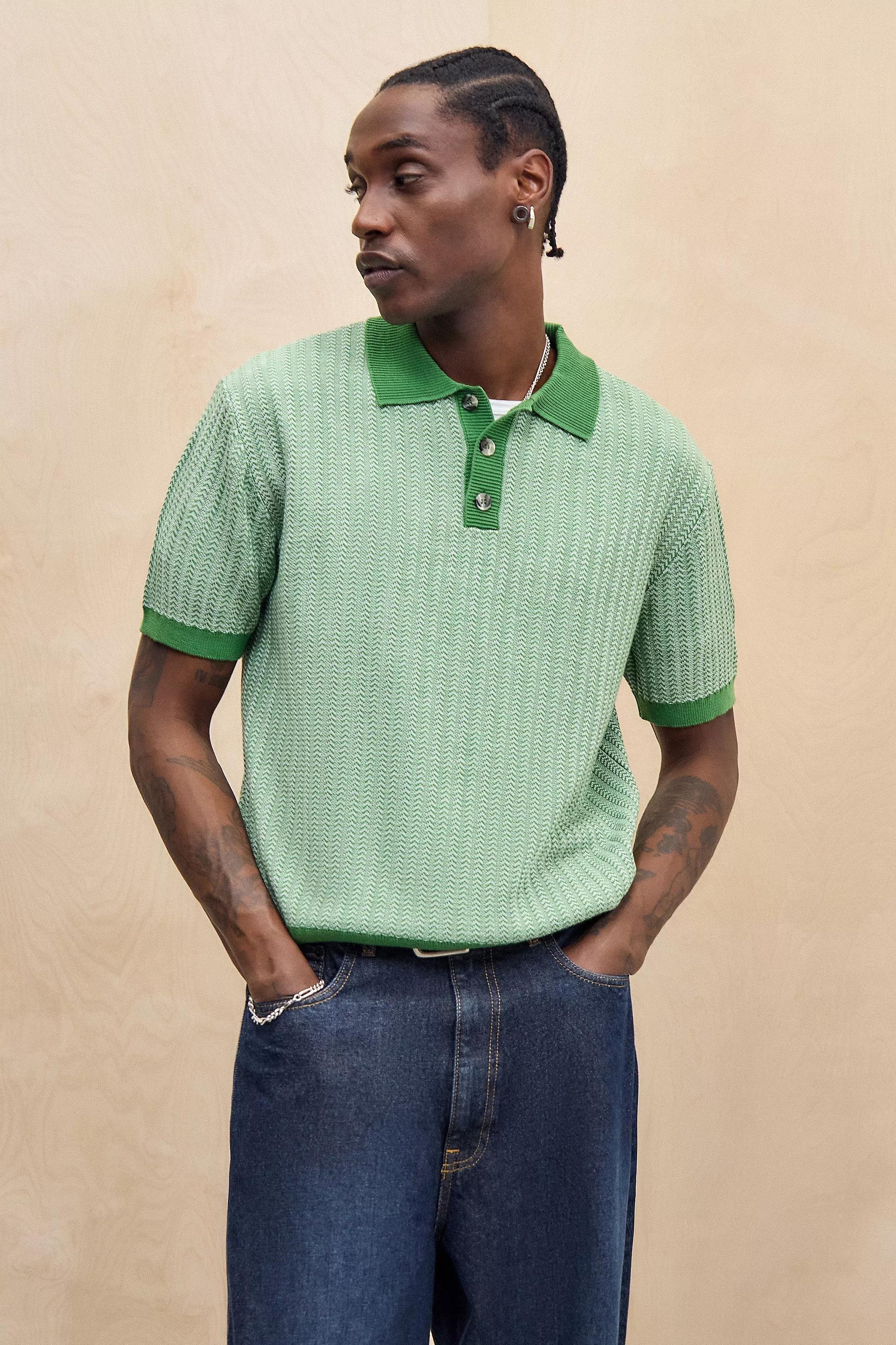 Green UO Twist Polo Shirt, , large image number 0