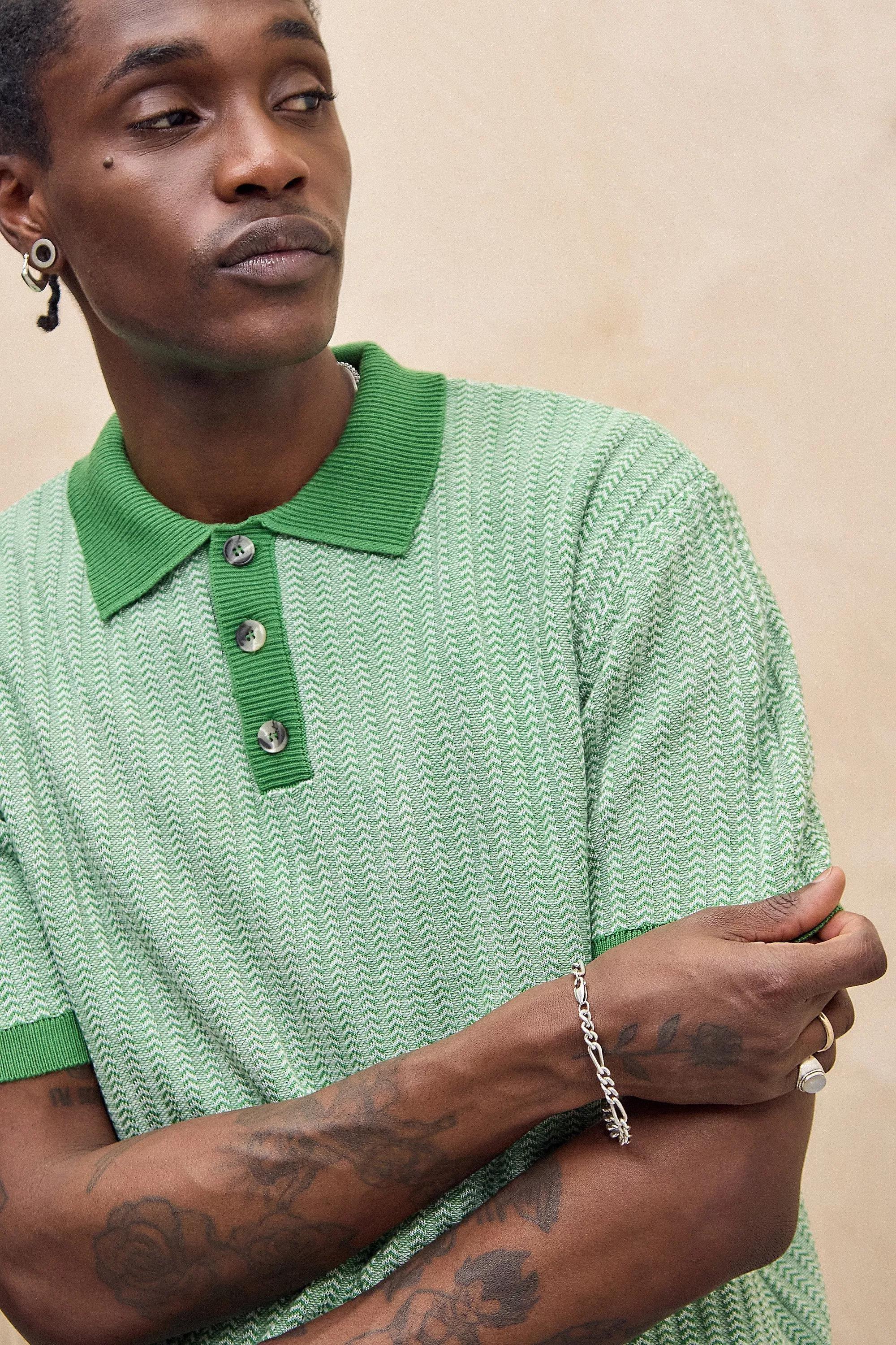 Green UO Twist Polo Shirt, , large image number 1