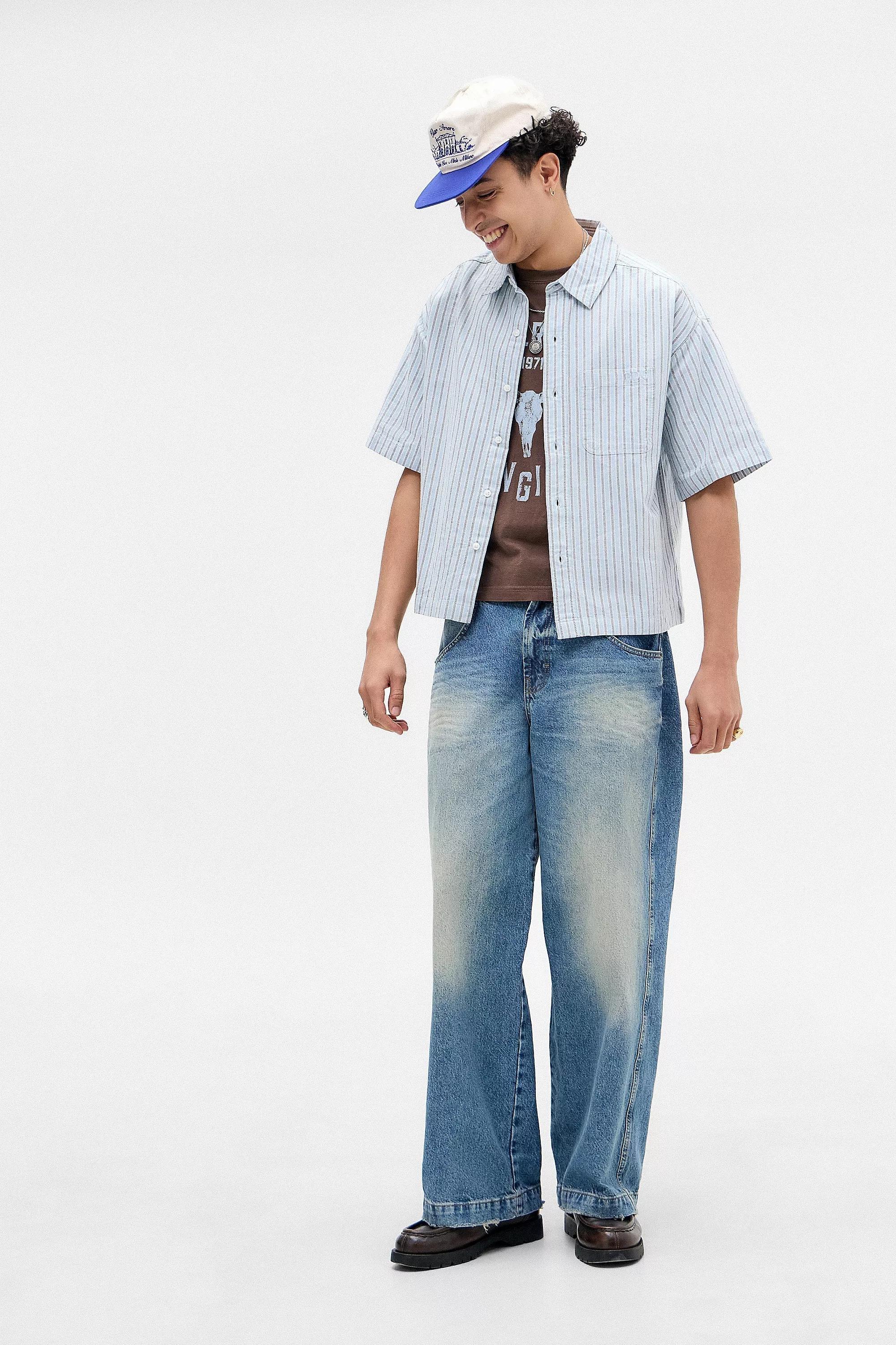 Blue Bdg Striped Printed Shirt, , large image number 1
