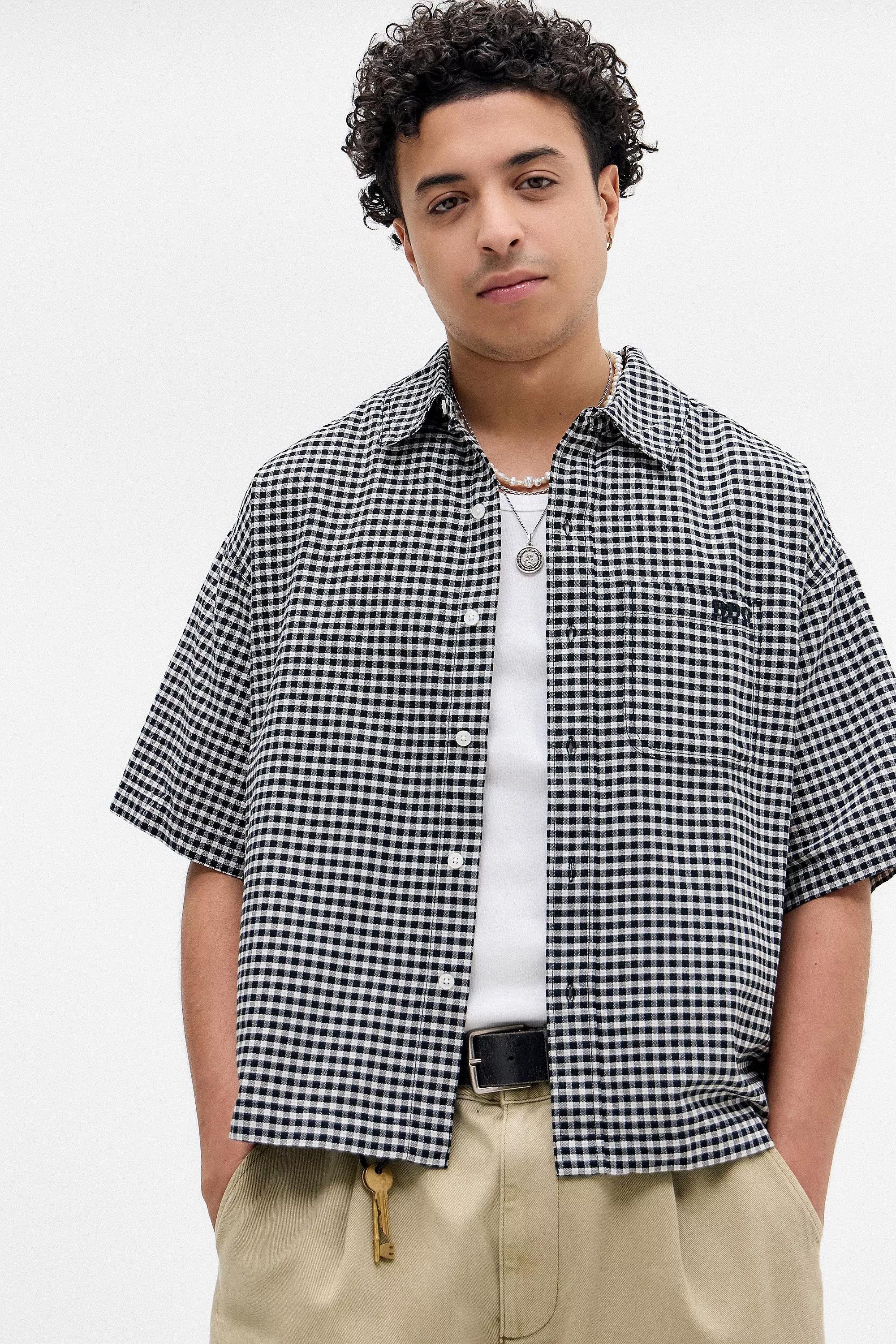 Black Bdg Arlo Check Crop Oxford Shirt, , medium