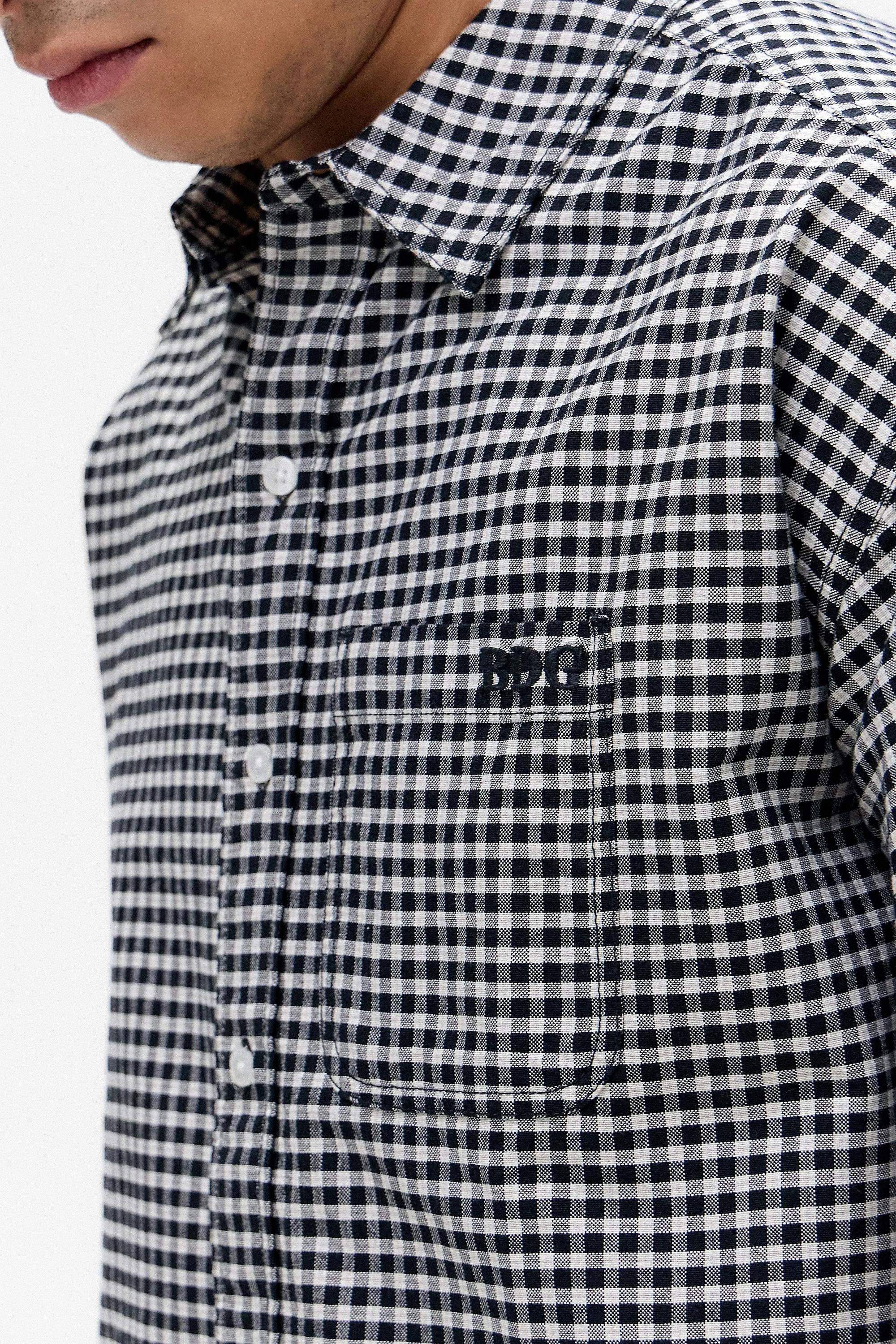 Black Bdg Arlo Check Crop Oxford Shirt, , large image number 1