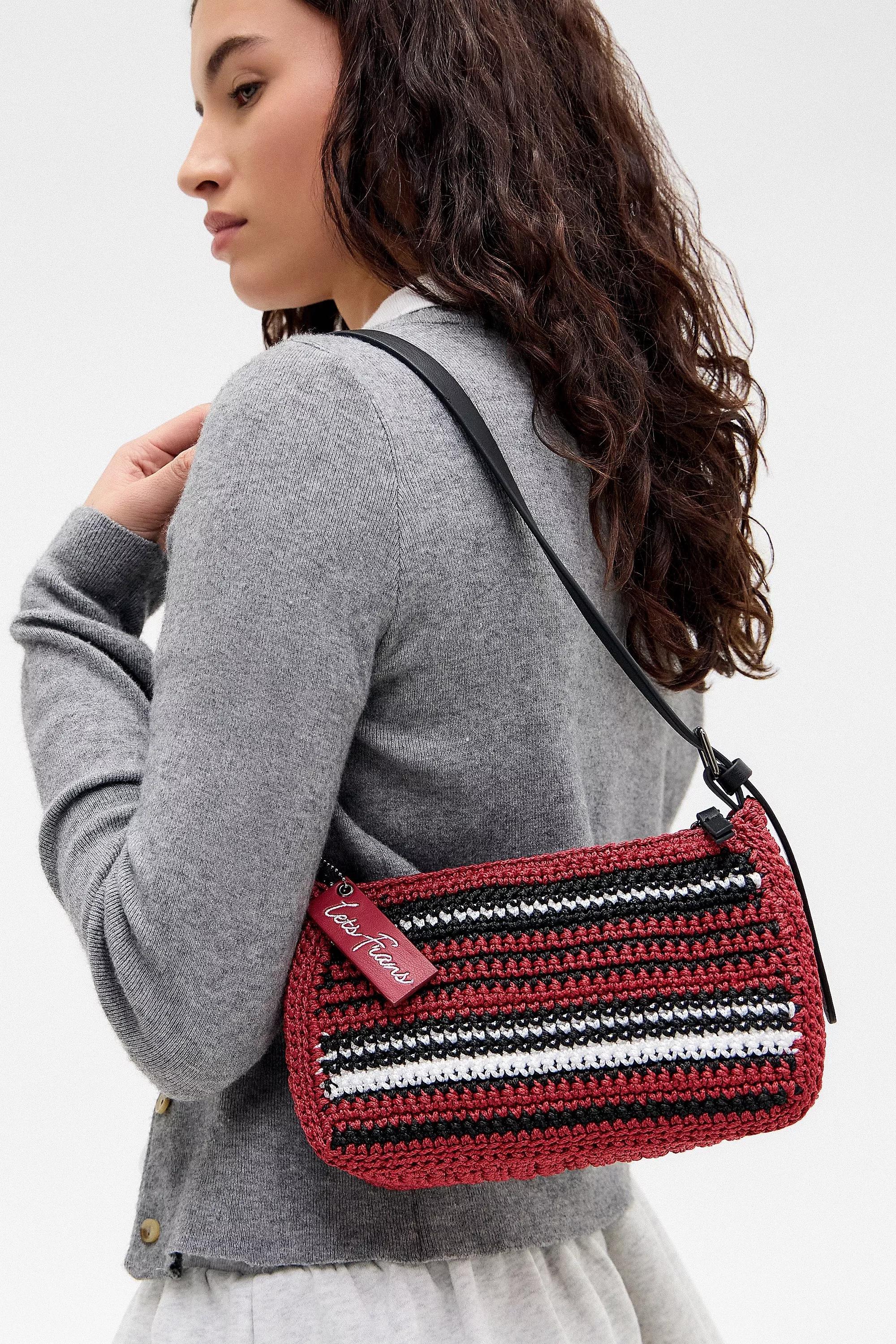 Red Iets Frans... Striped Knit Small Shoulder Bag, RED, large image number 1