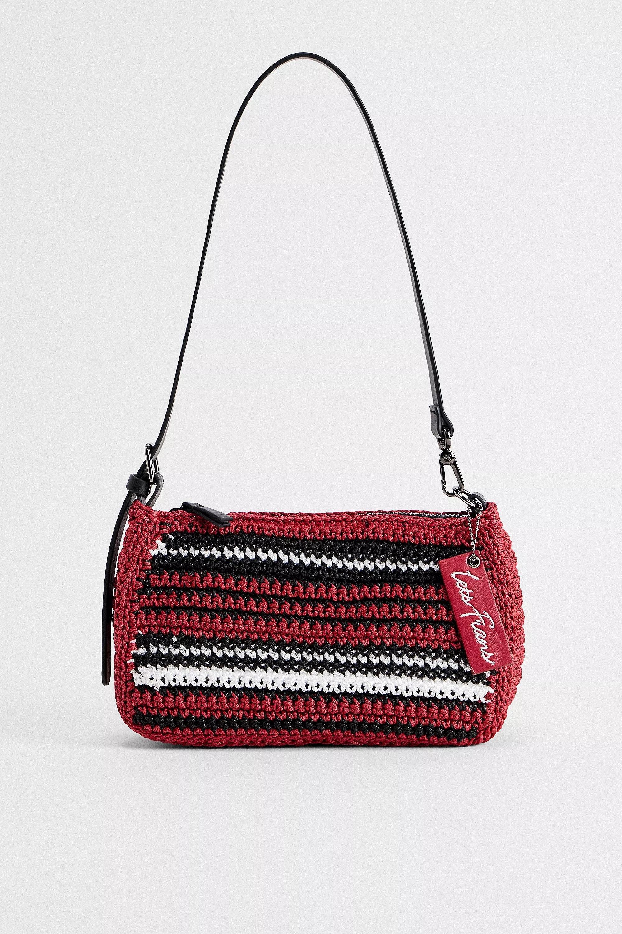 Red Iets Frans... Striped Knit Small Shoulder Bag, RED, large image number 2