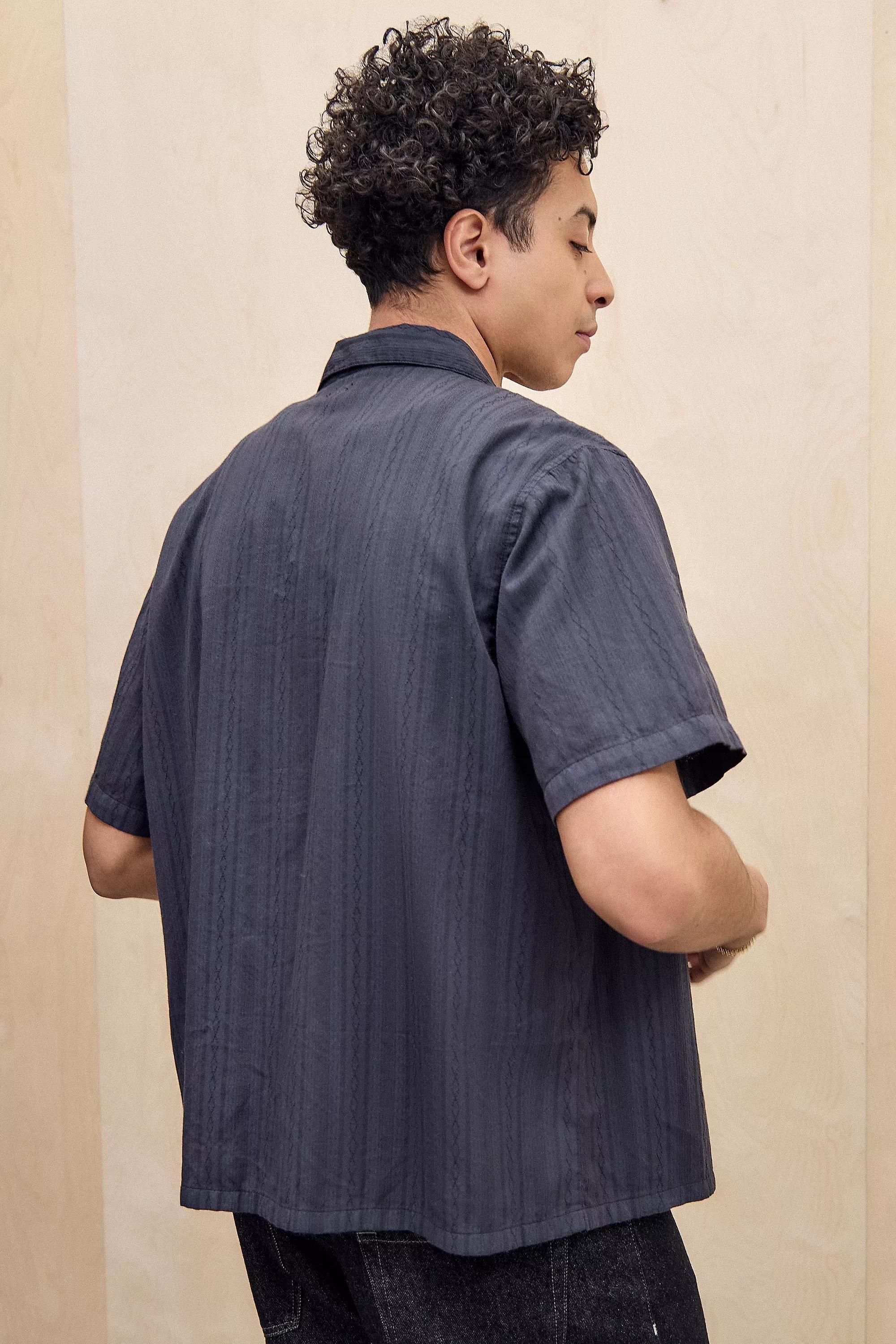 Black Bdg Floral Jacquard Shirt, BLK, large image number 3