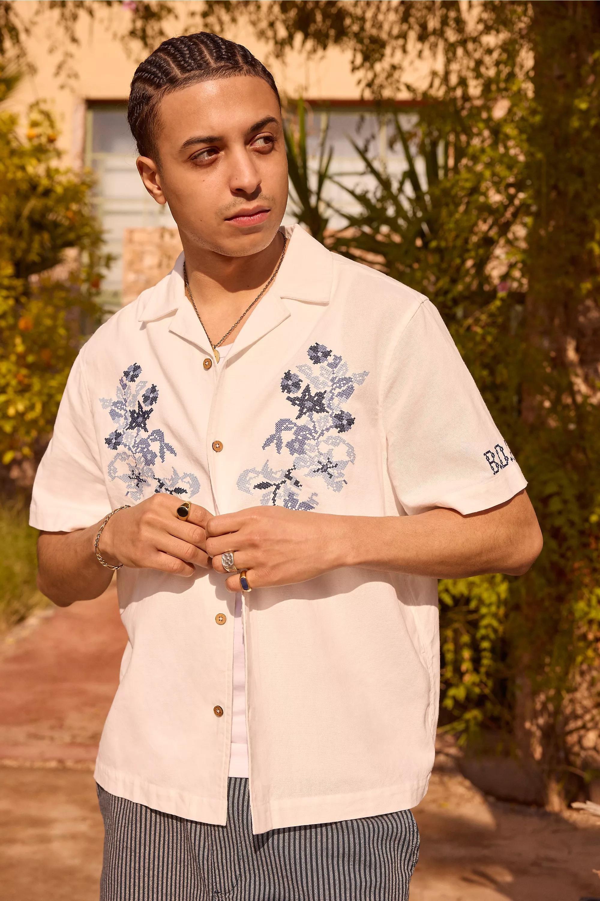 White Bdg Peggy Embroidered Floral Shirt, , large image number 1