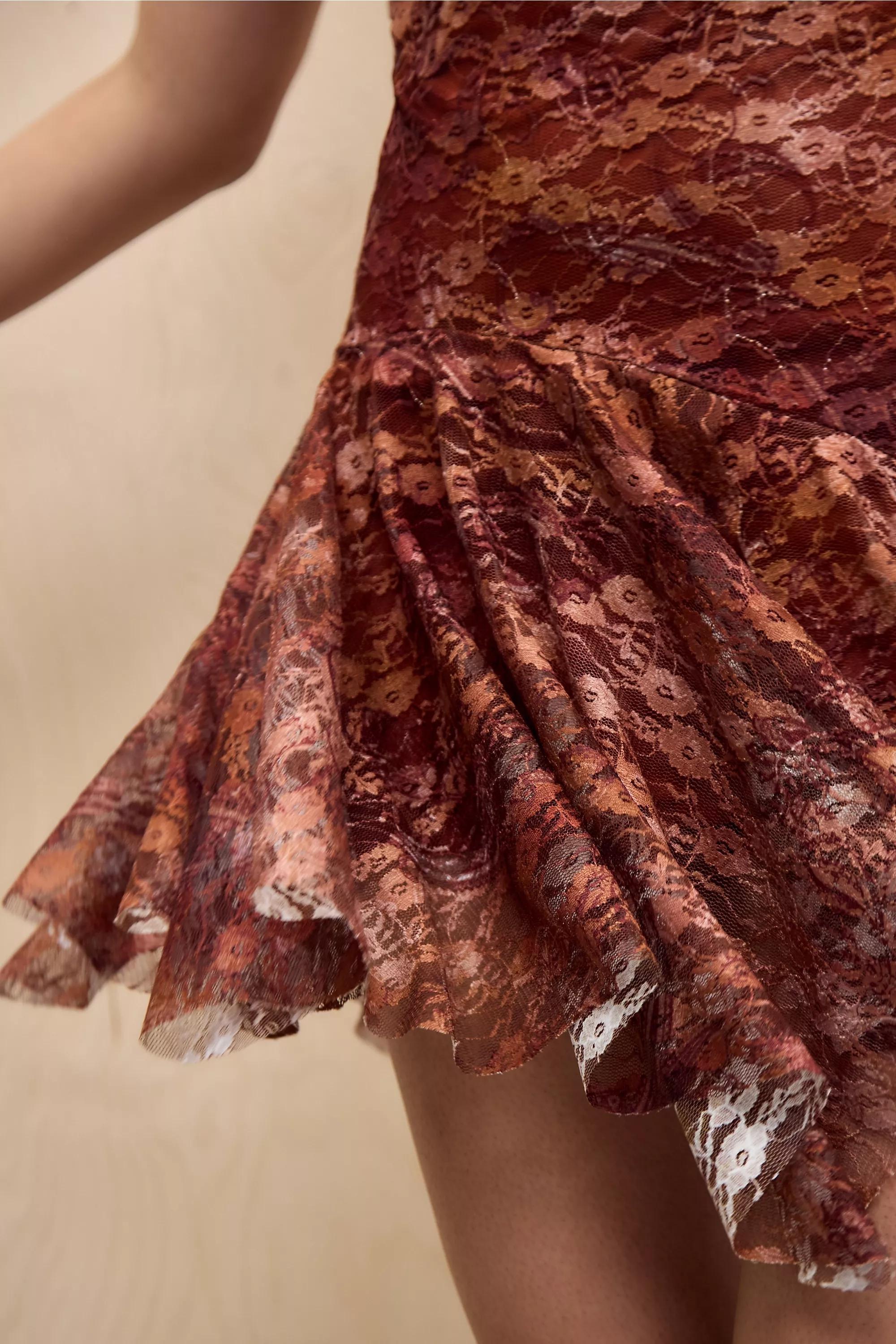 RED PATTERN Silence + Noise Edith Bandeau Lace Mini Dress, RD, large image number 2