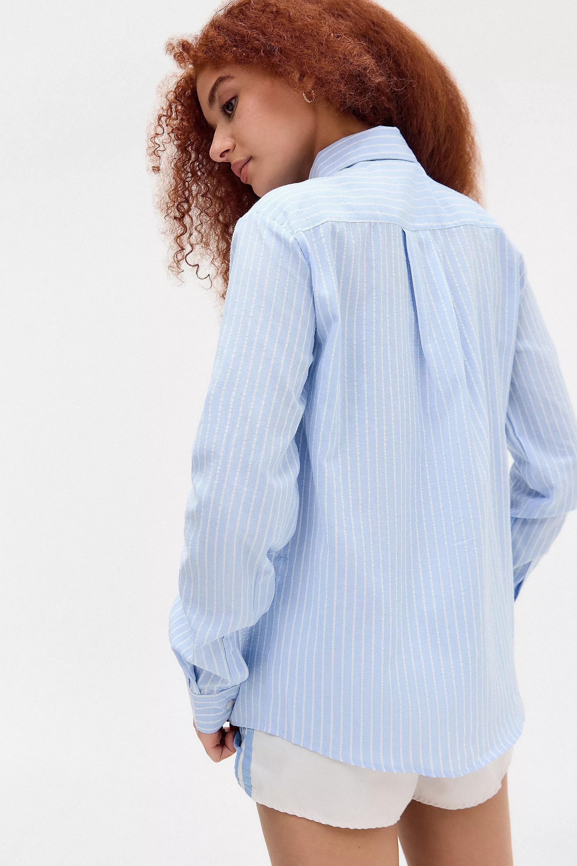 Blue Daisy Street Relaxed Striped Shirt, , large image number 3