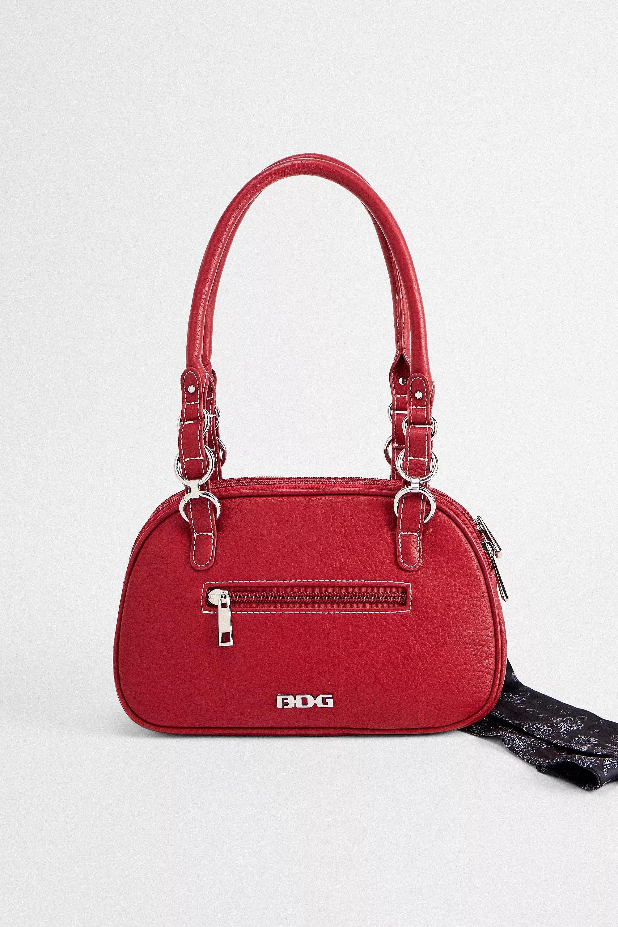 Red Bdg Izzy Washed Faux Leather Bowler Bag, RED, medium