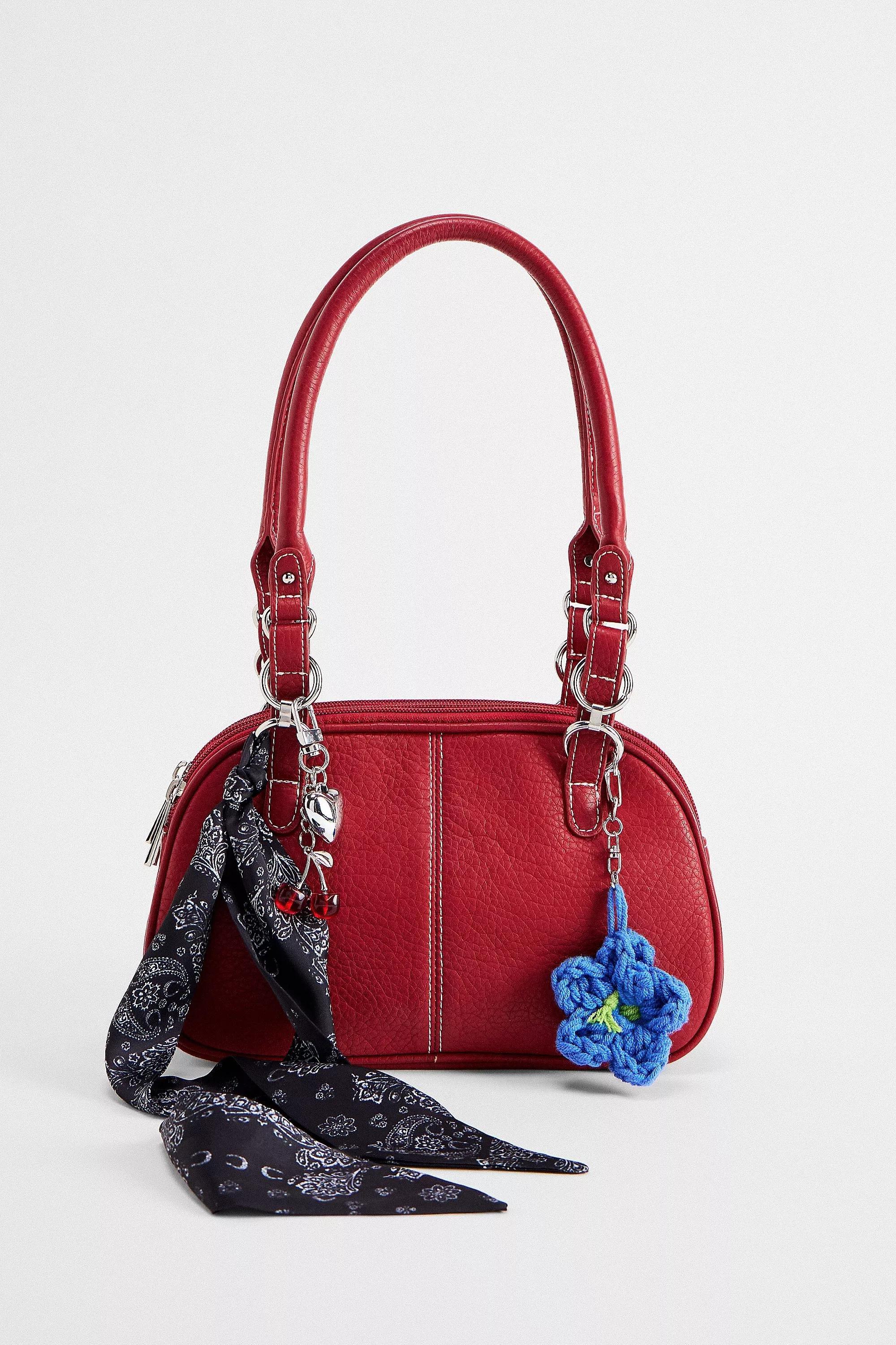 Red Bdg Izzy Washed Faux Leather Bowler Bag, RED, large image number 3
