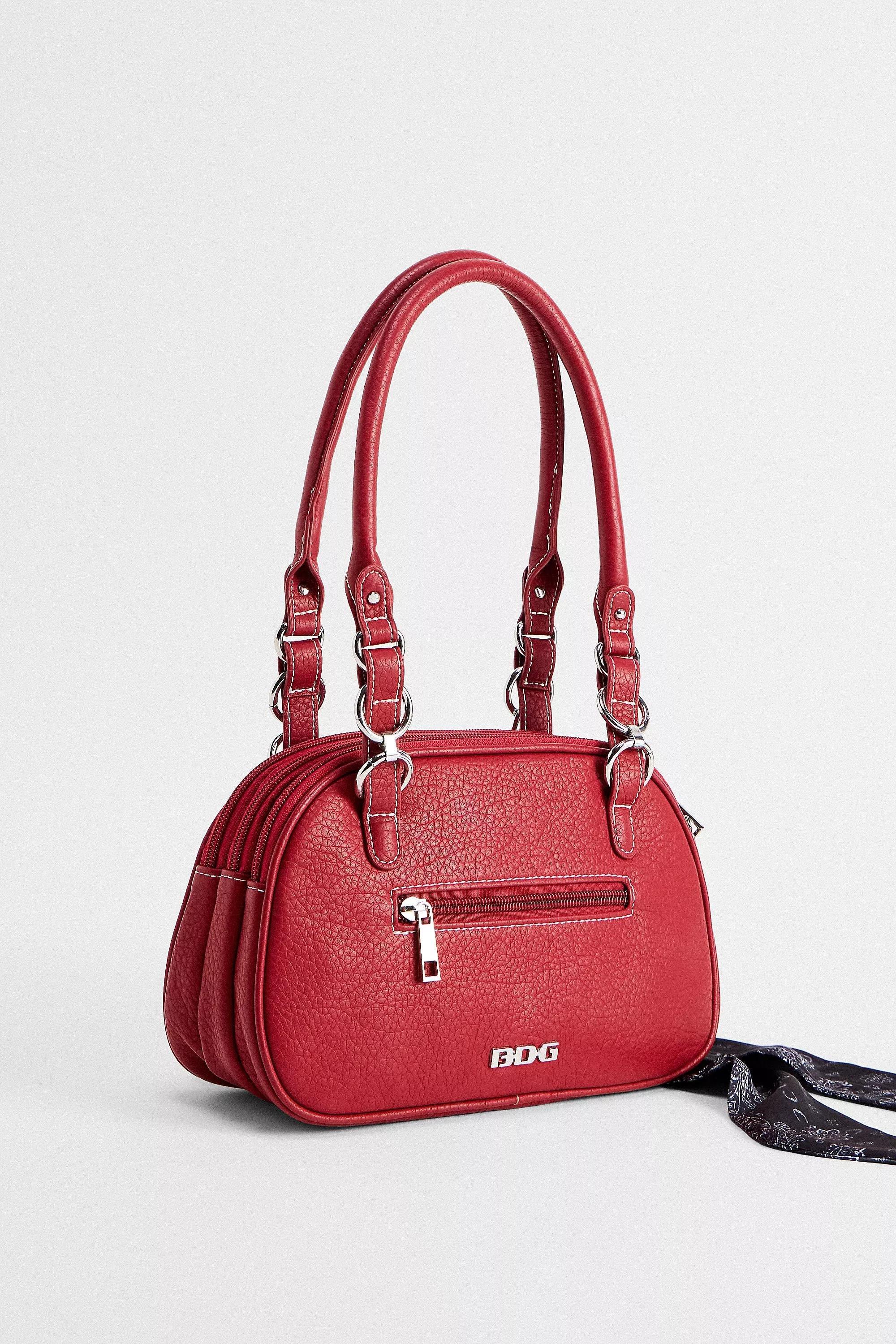 Red Bdg Izzy Washed Faux Leather Bowler Bag, RED, large image number 5