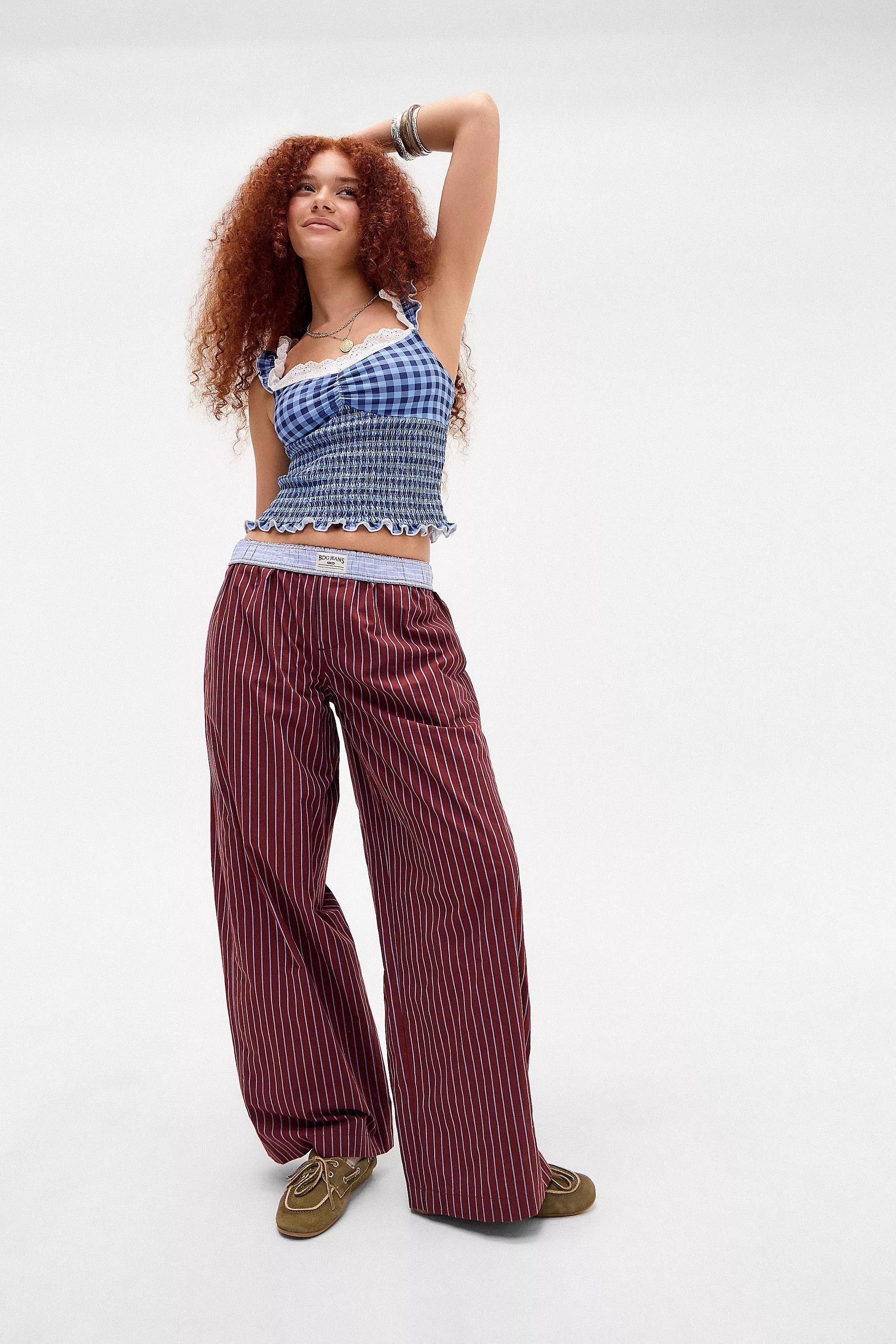 Navy UO Checked Crop Top, , large image number 1