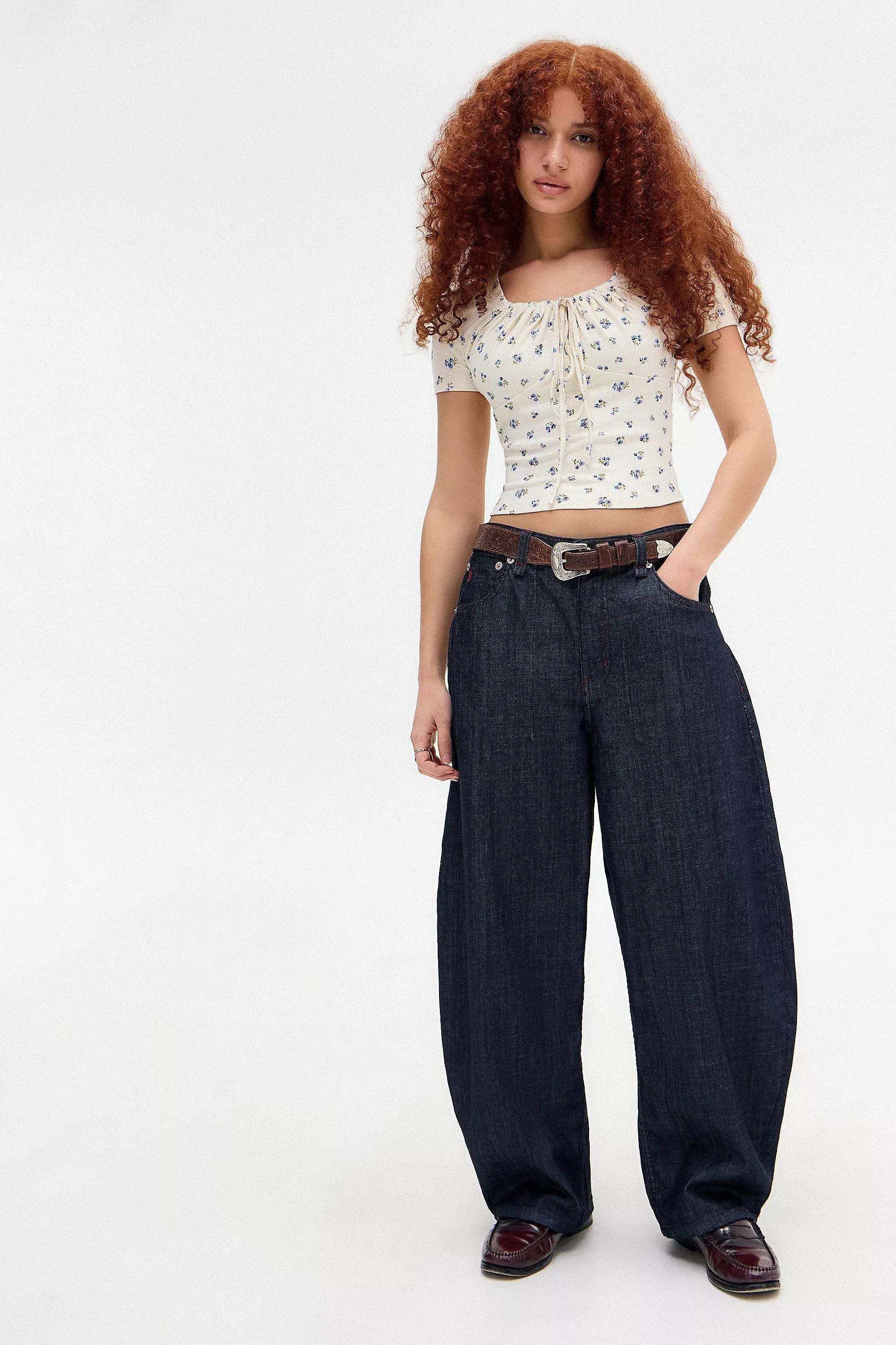 White Daisy Tie Front Floral Top, , large image number 2