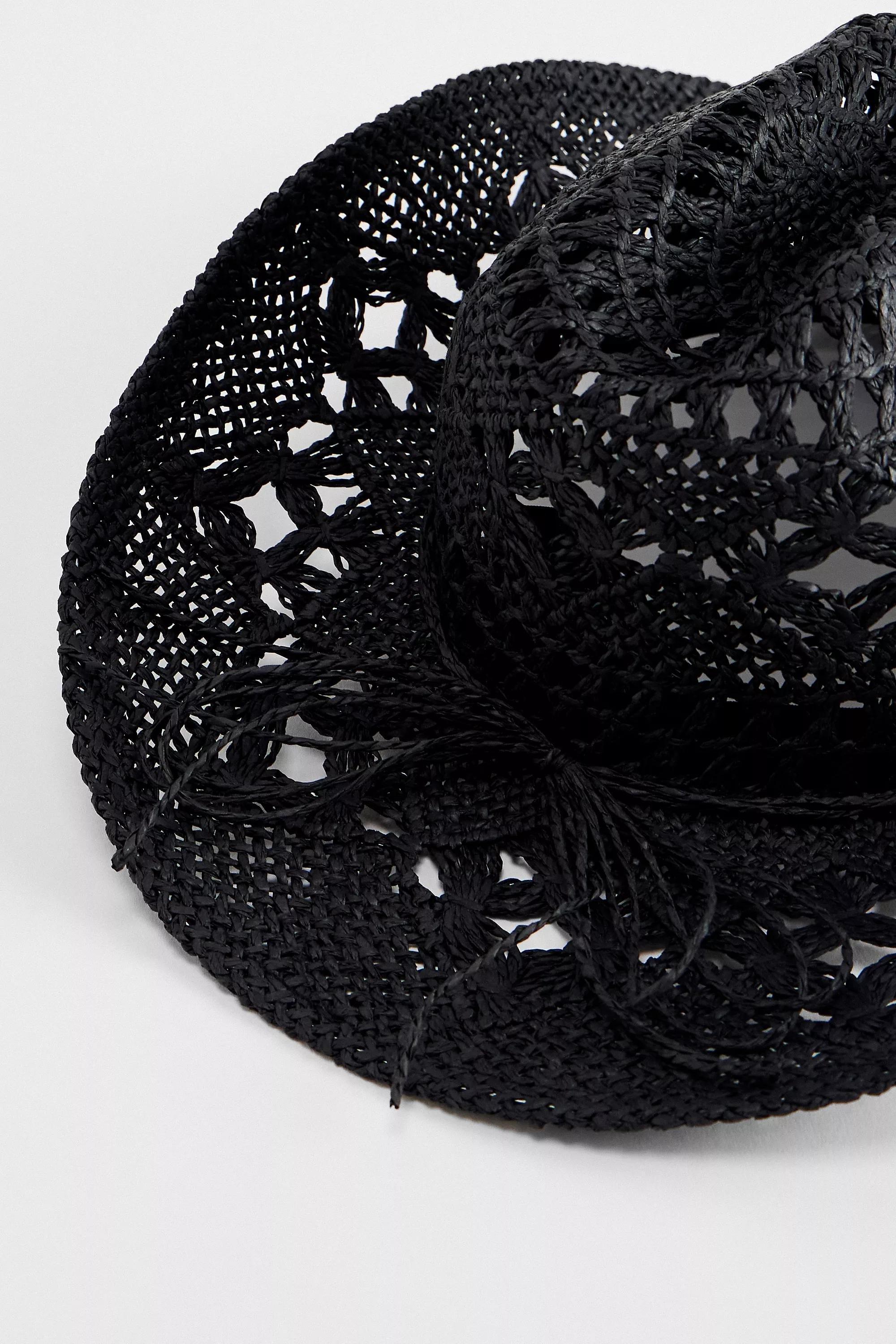 Black Uo Straw Western Hat, BLK, large image number 2