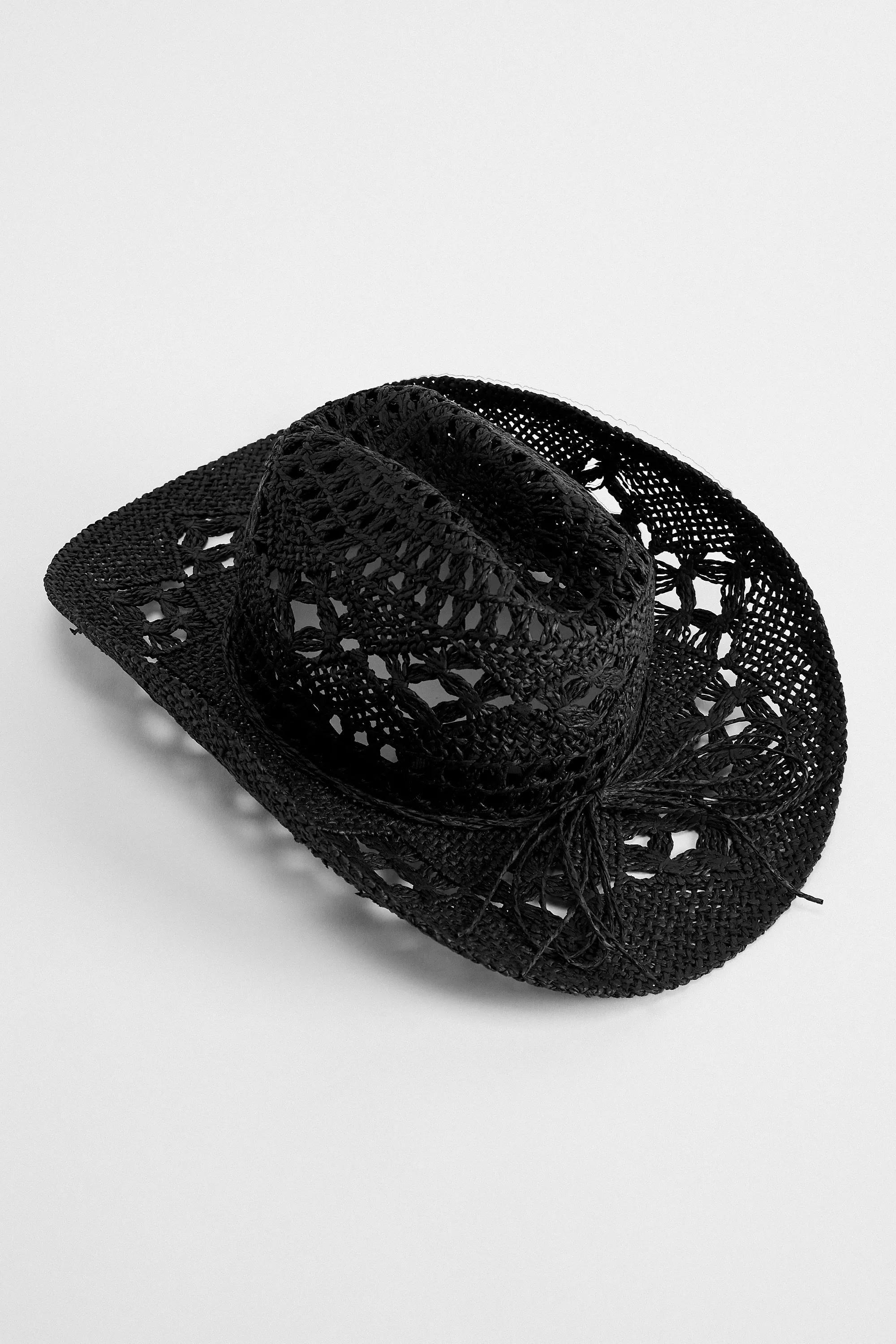 Black Uo Straw Western Hat, BLK, large image number 3