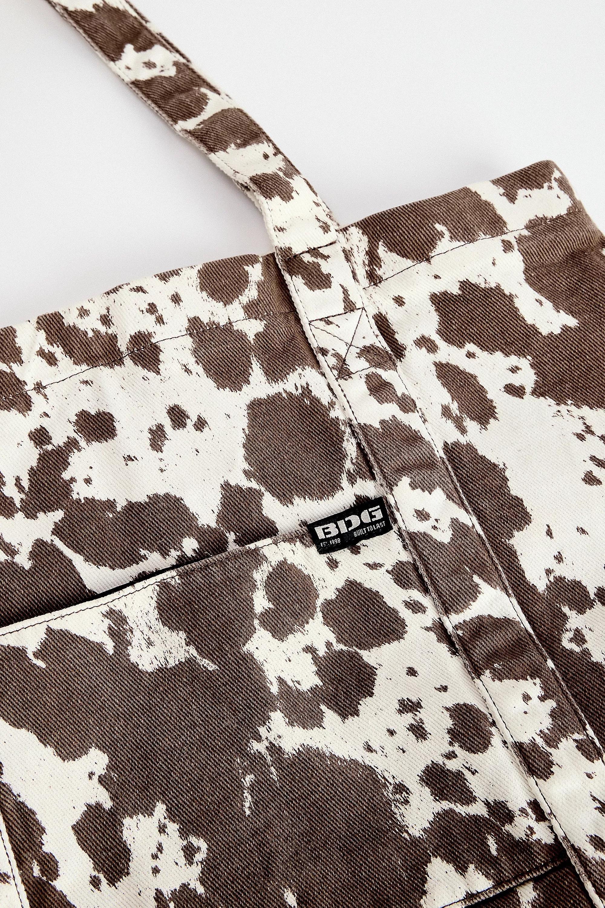Brown Bdg Cow Pocket Canvas Tote Bag`, BRN, large image number 4