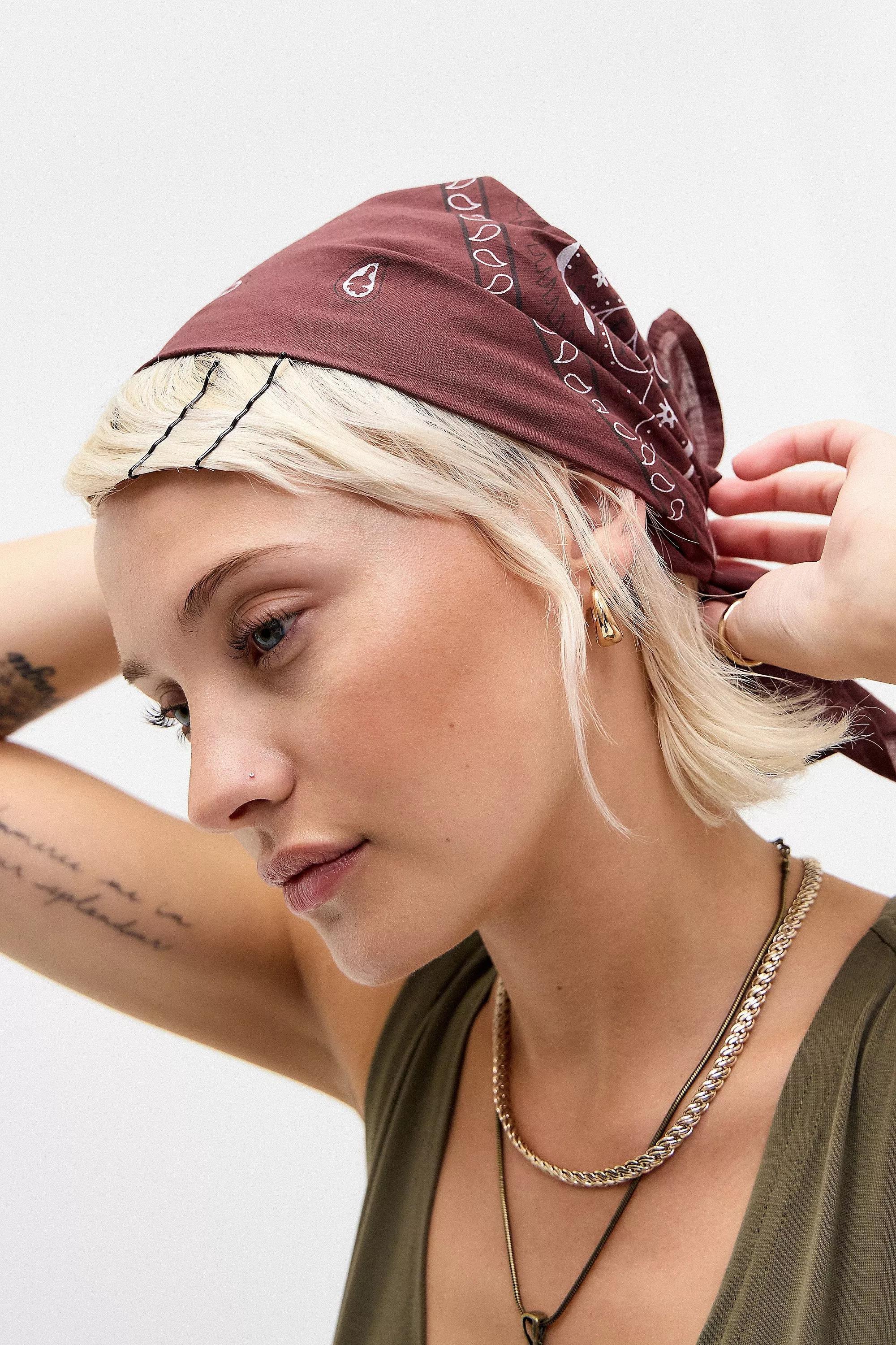 Brown Uo Cotton Bandana Headscarf, CHOC, large image number 3