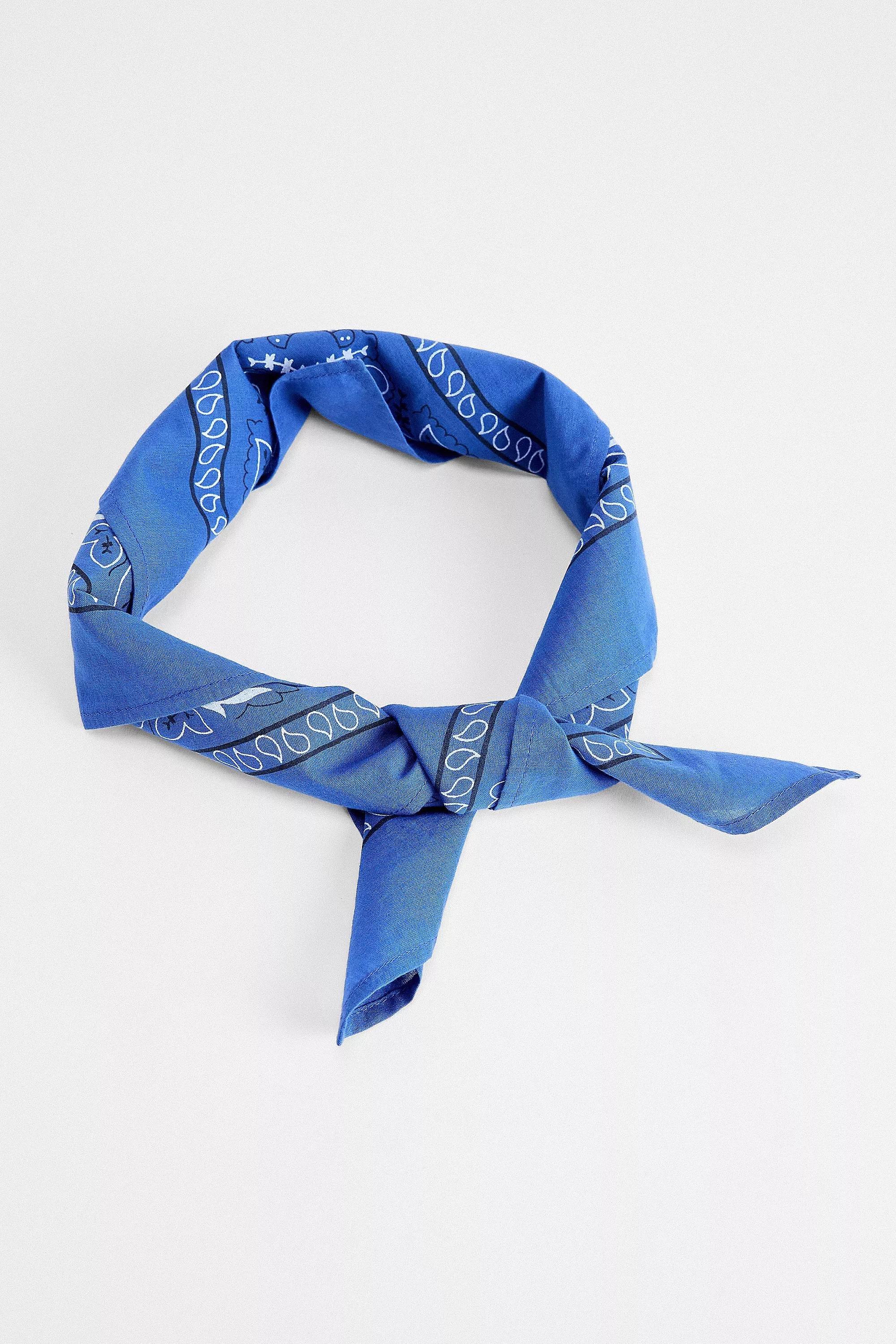 Blue Uo Cotton Bandana Headscarf, BLUE, large image number 3