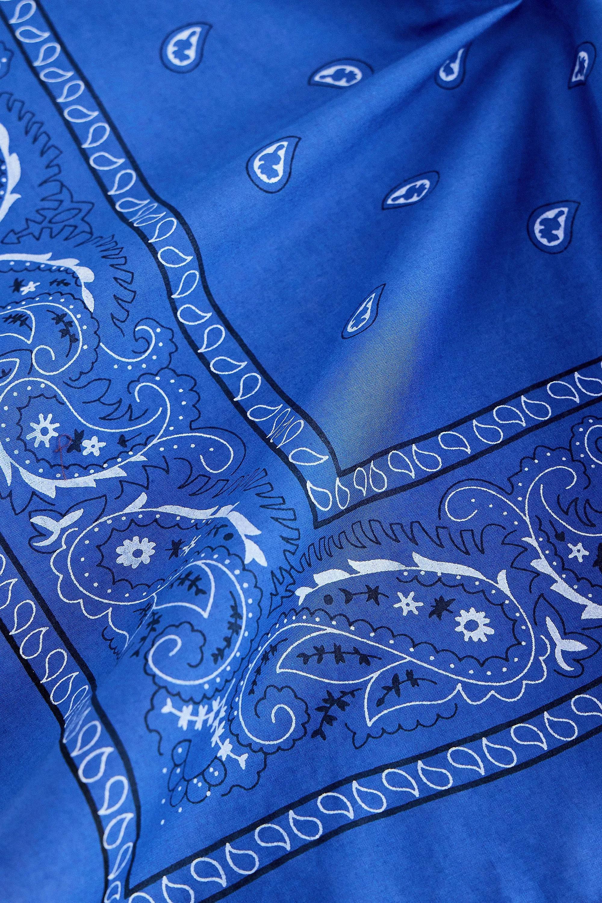 Blue Uo Cotton Bandana Headscarf, BLUE, large image number 5