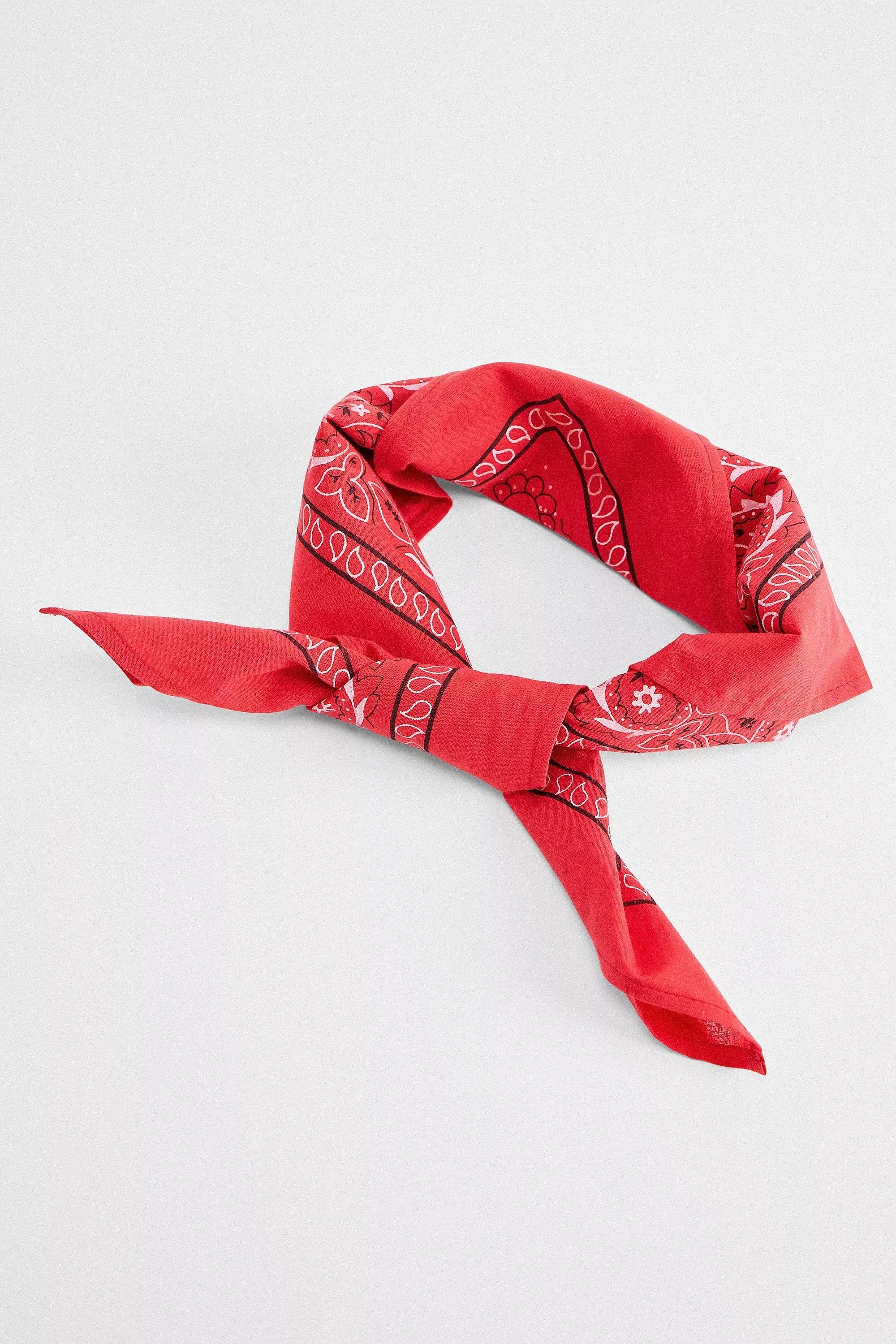 Red Uo Cotton Bandana Headscarf, RED, large image number 3