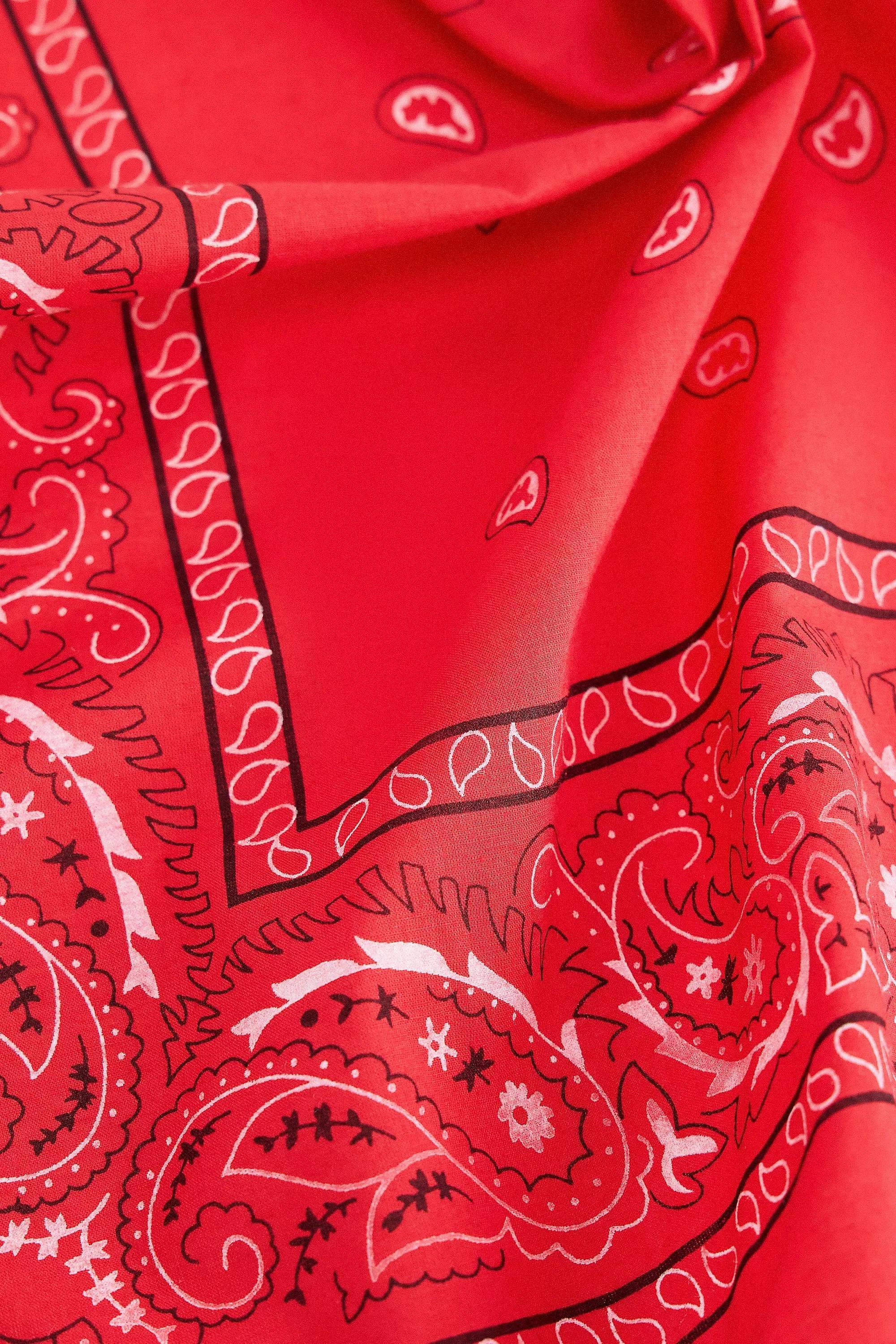 Red Uo Cotton Bandana Headscarf, RED, large image number 5