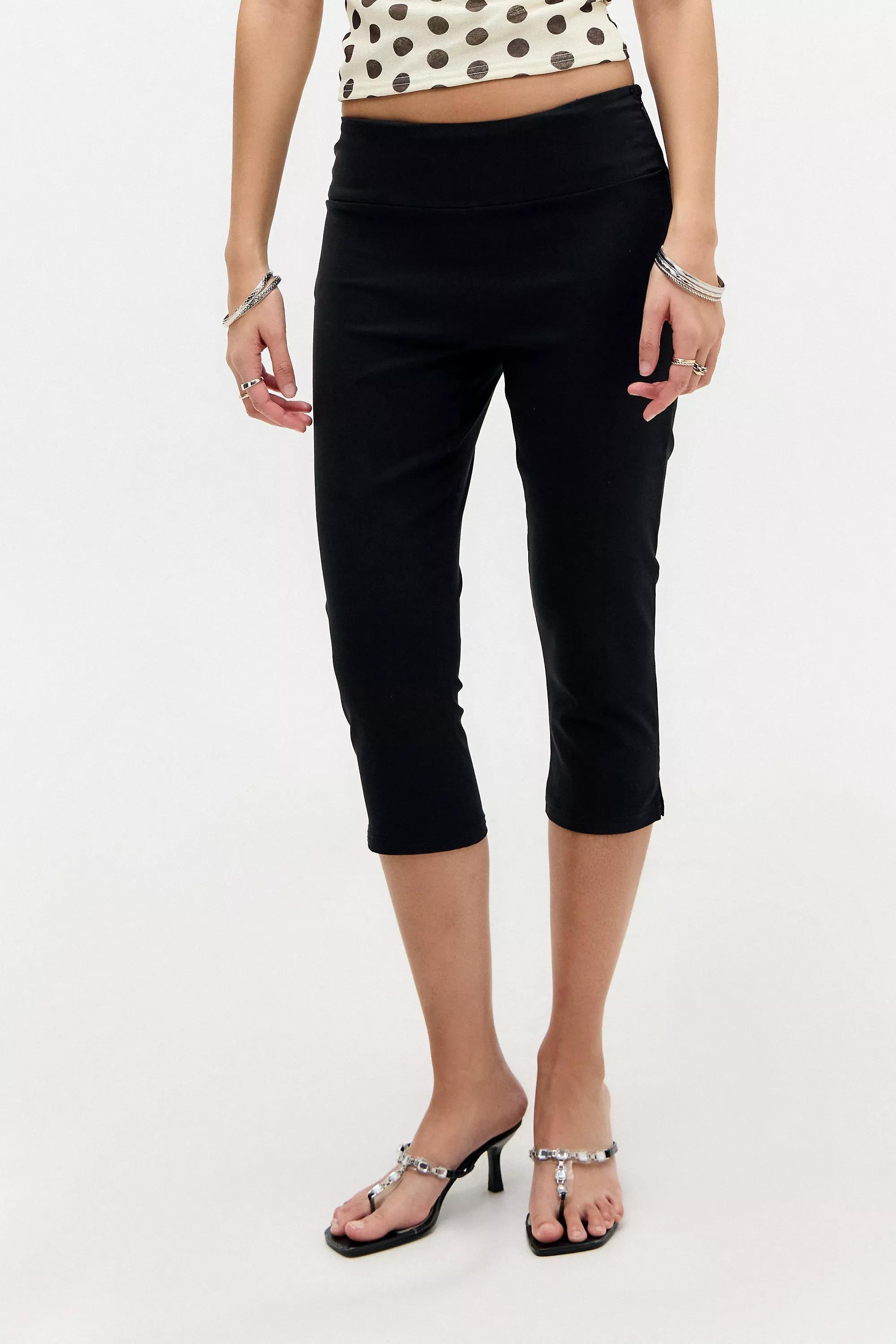 Black Uo Bengaline Capri Trousers, , large image number 0