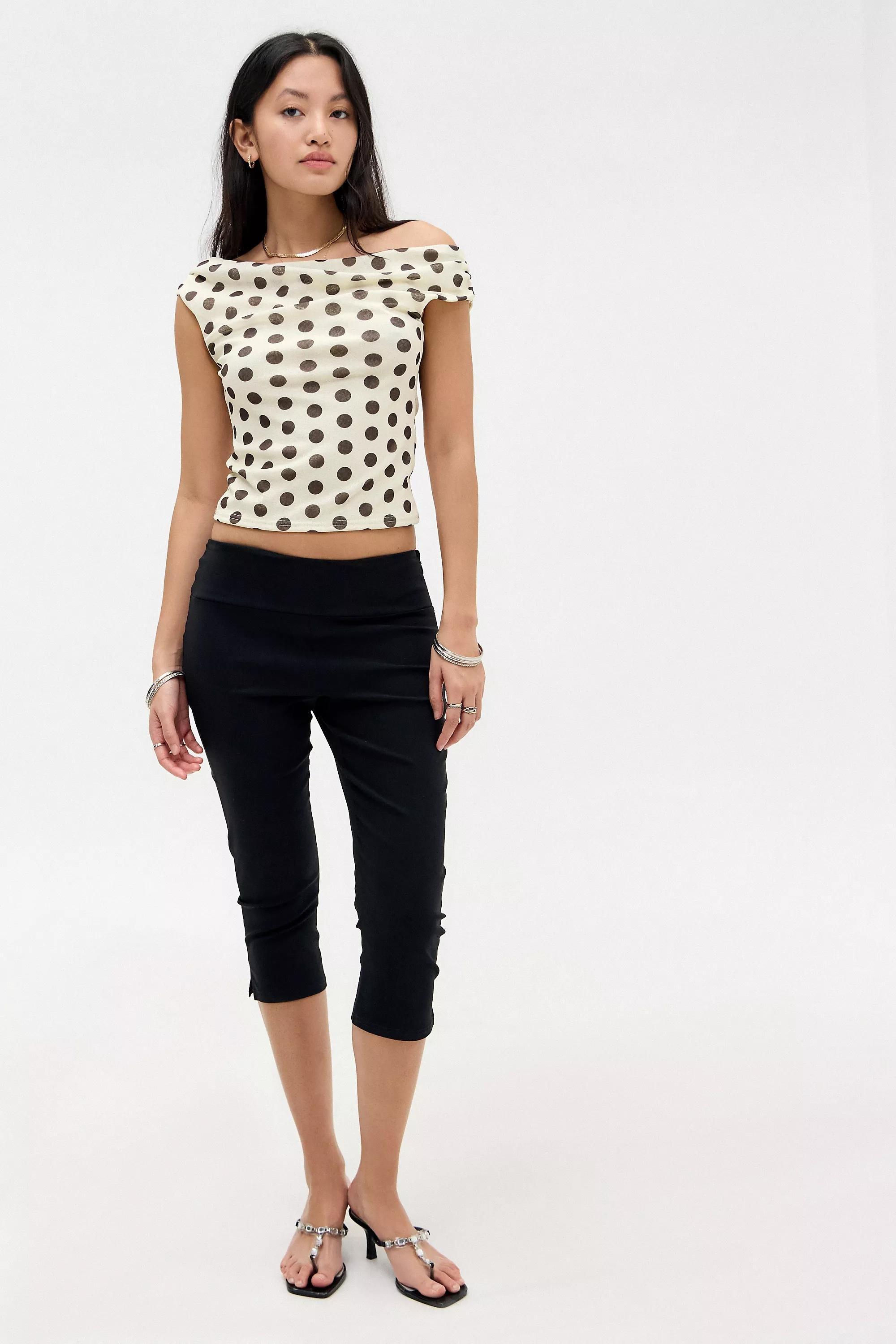 Black Uo Bengaline Capri Trousers, , large image number 1