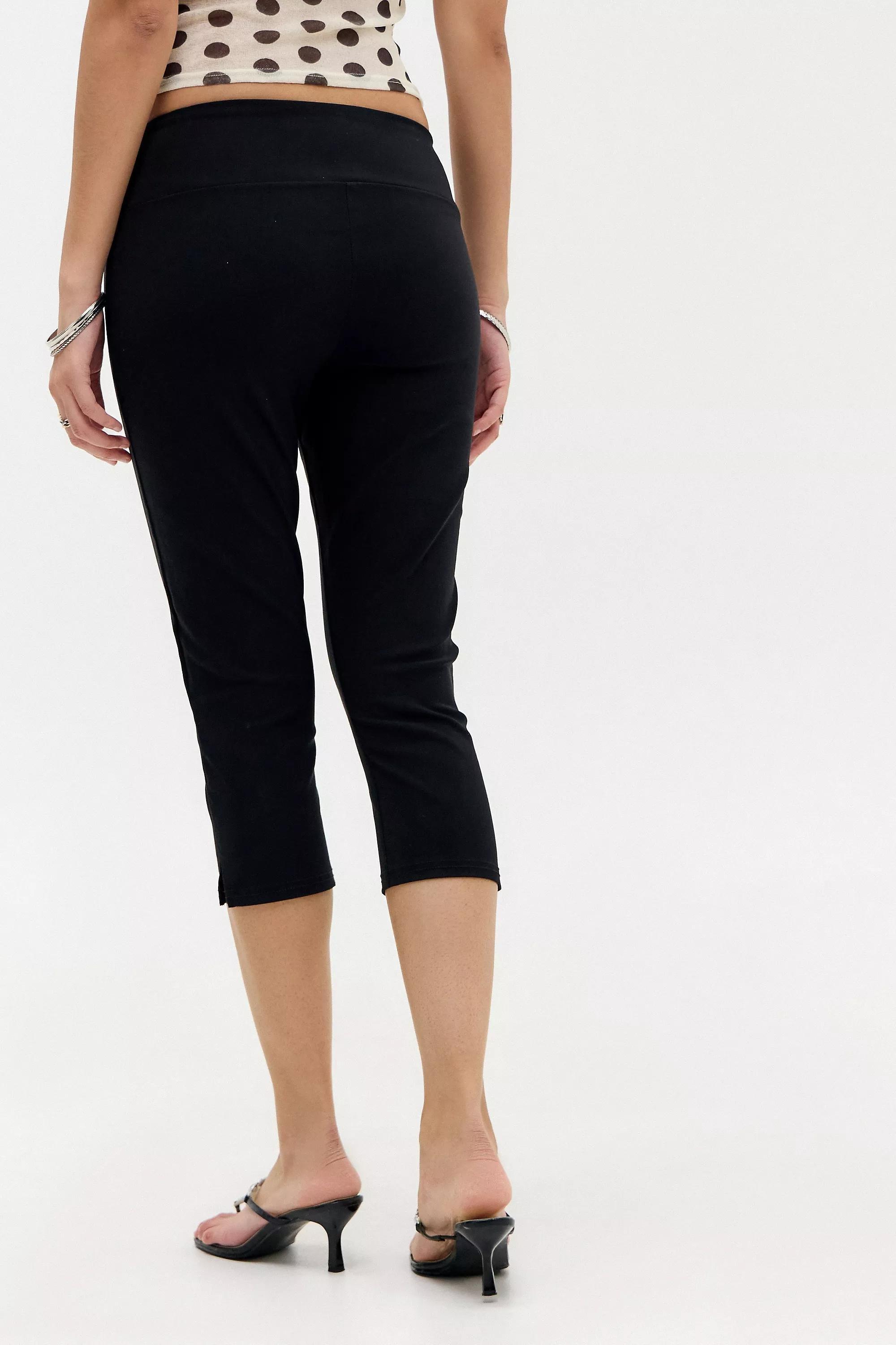 Black Uo Bengaline Capri Trousers, , large image number 4