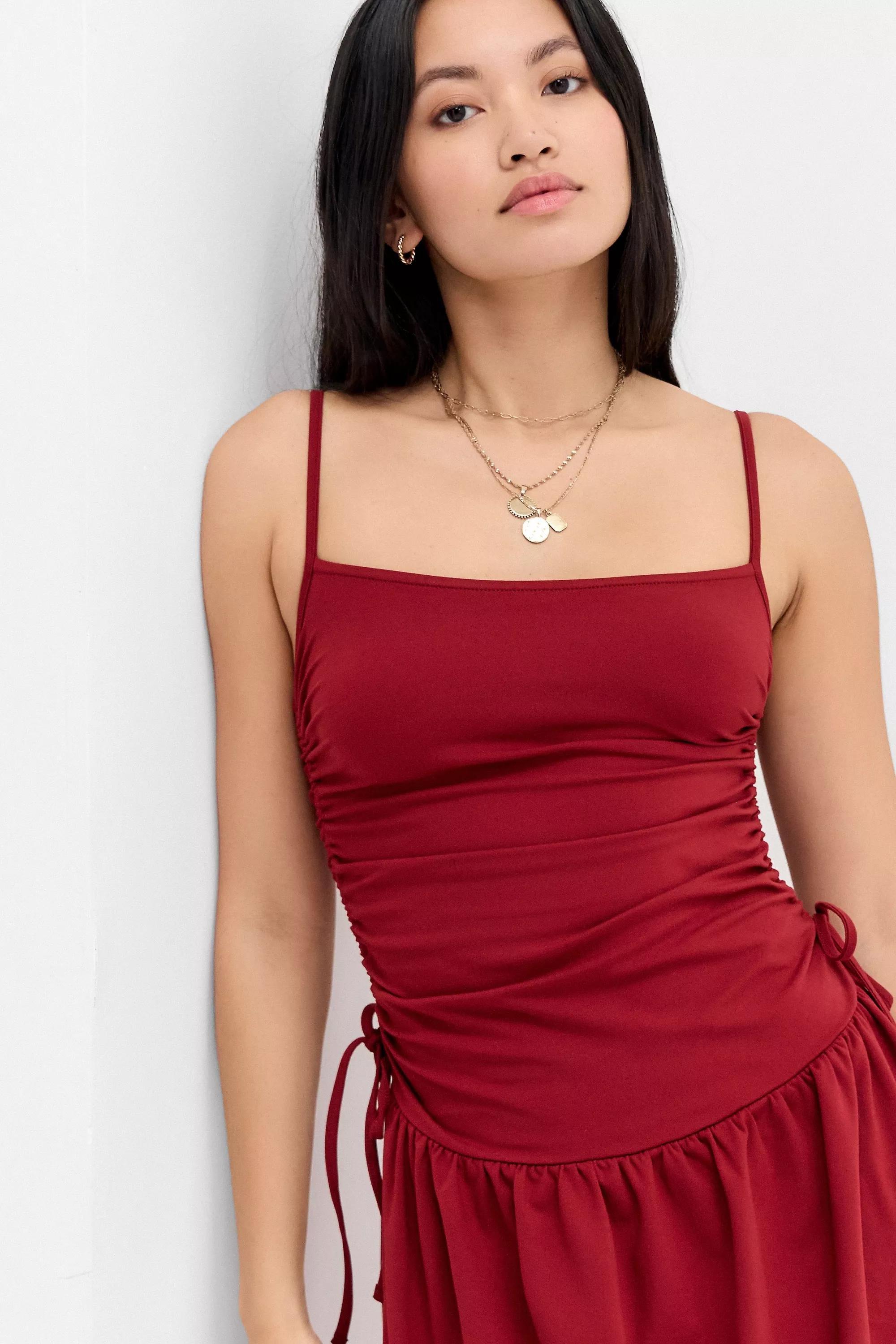 Red Silence + Noise Eliza Drop Waist Midi Dress, , large image number 2