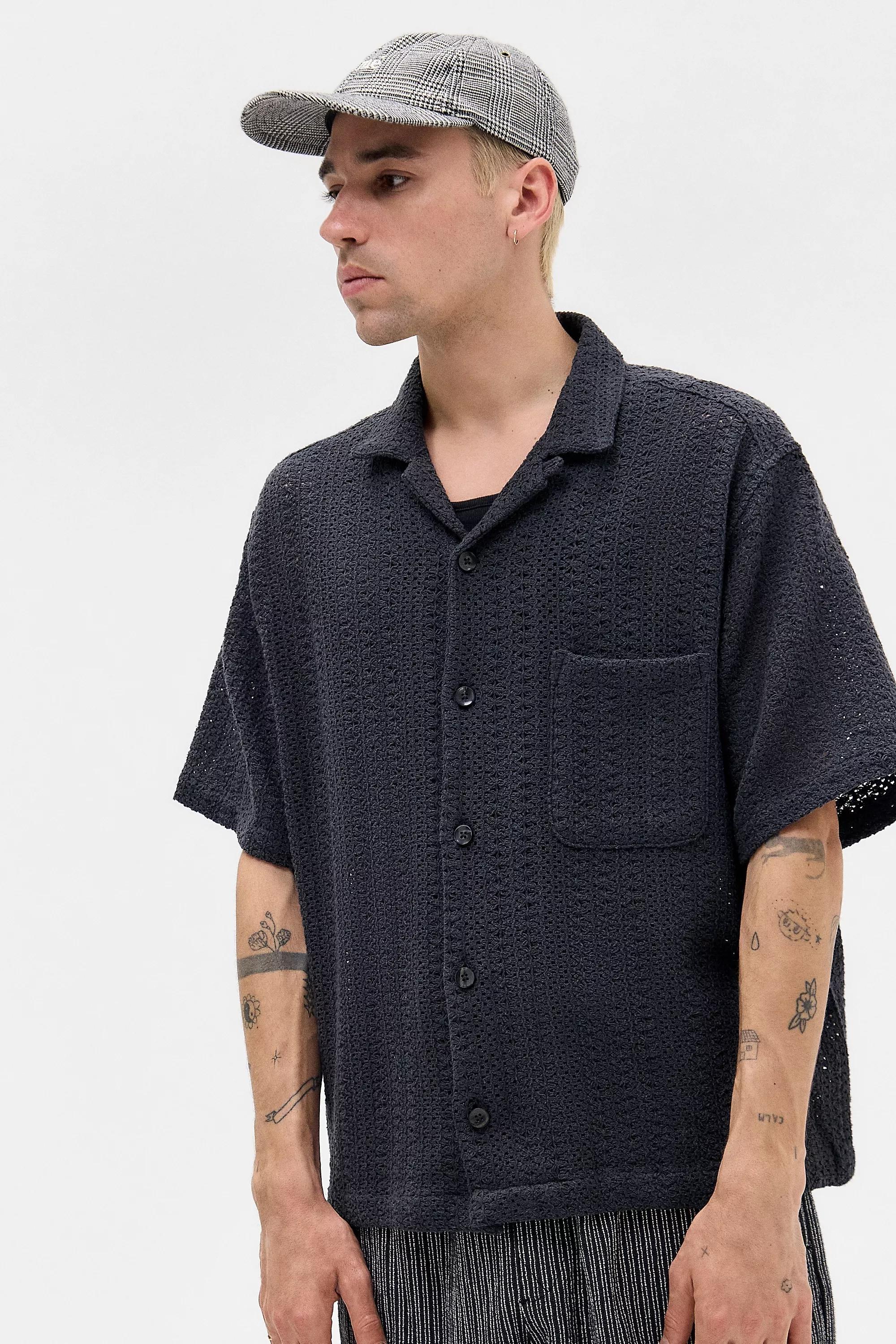 Black Loom Roman Knit Shirt, , large image number 0