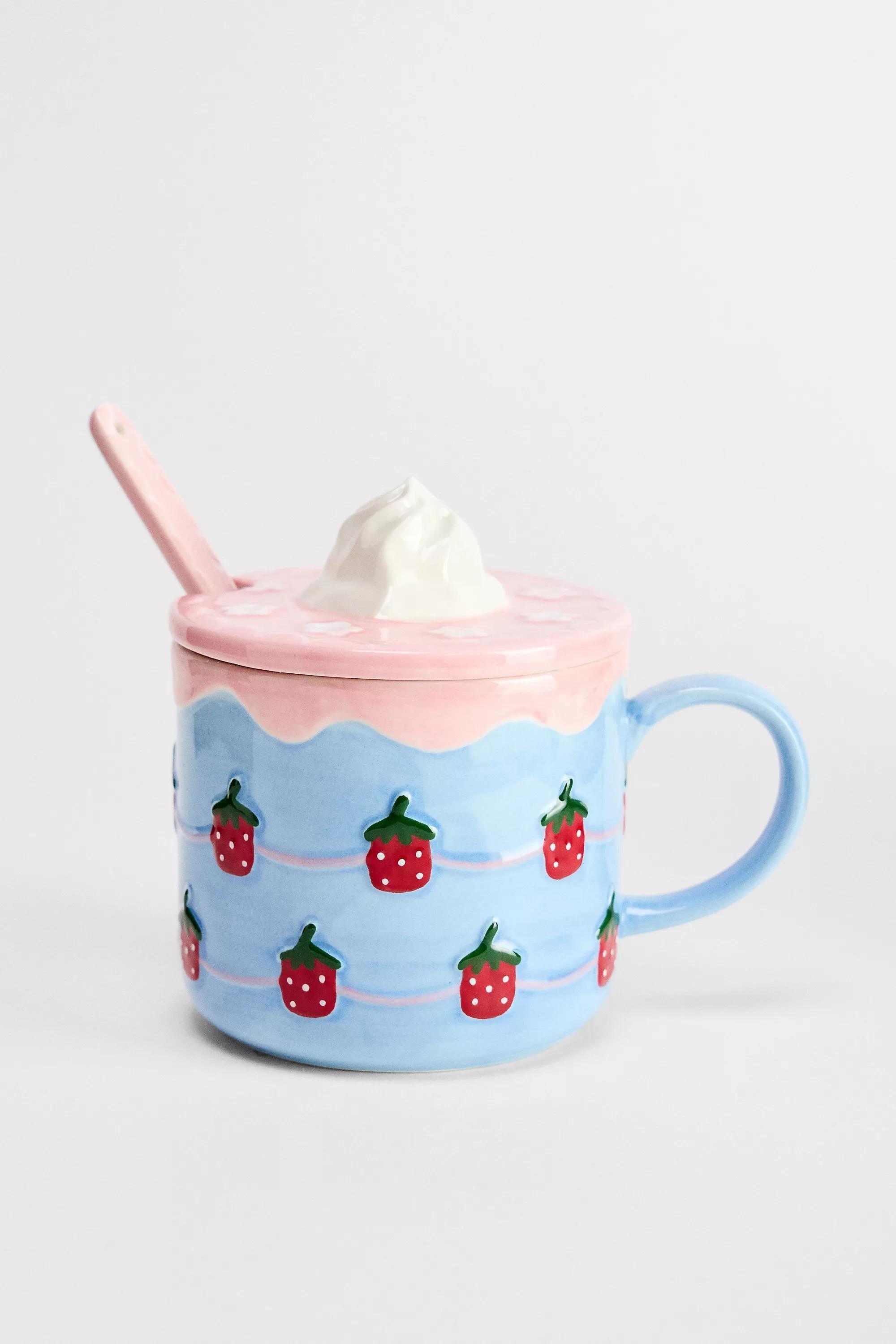 Blue Strawberry Cake Spoon Mug, , medium