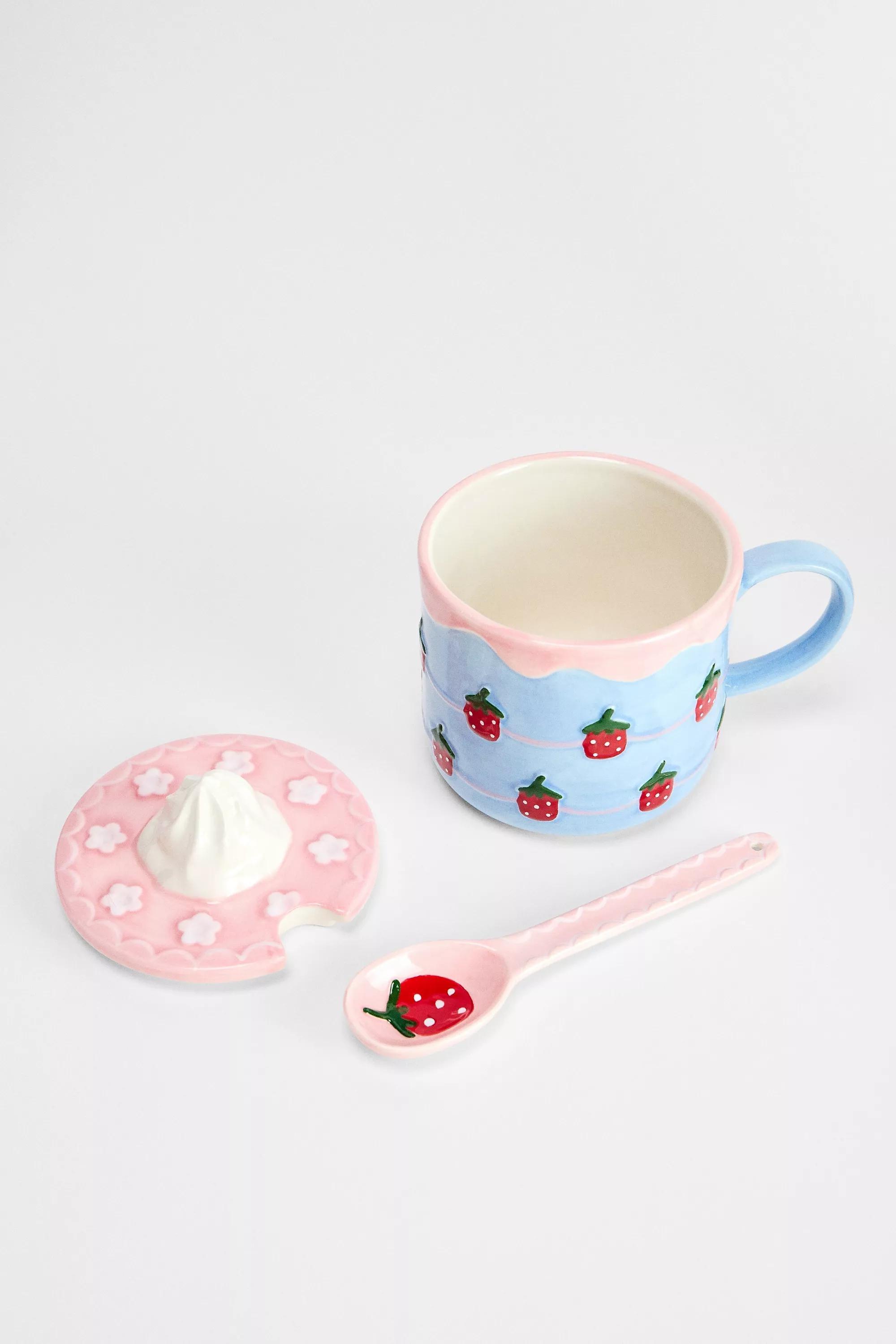 Blue Strawberry Cake Spoon Mug, ASSORT, large image number 1
