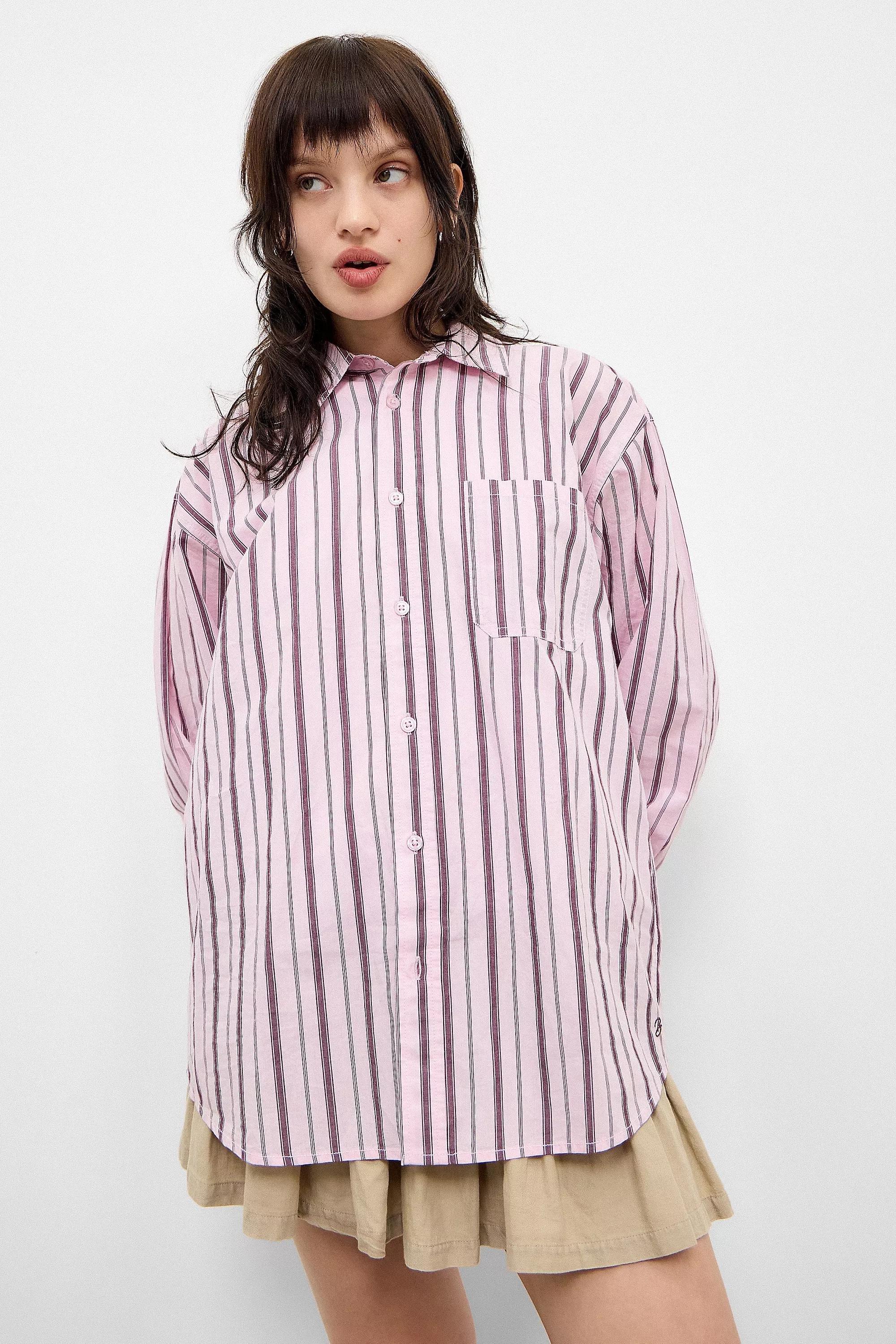 Pink Bdg Pink Beck Stripe Shirt, , large image number 1