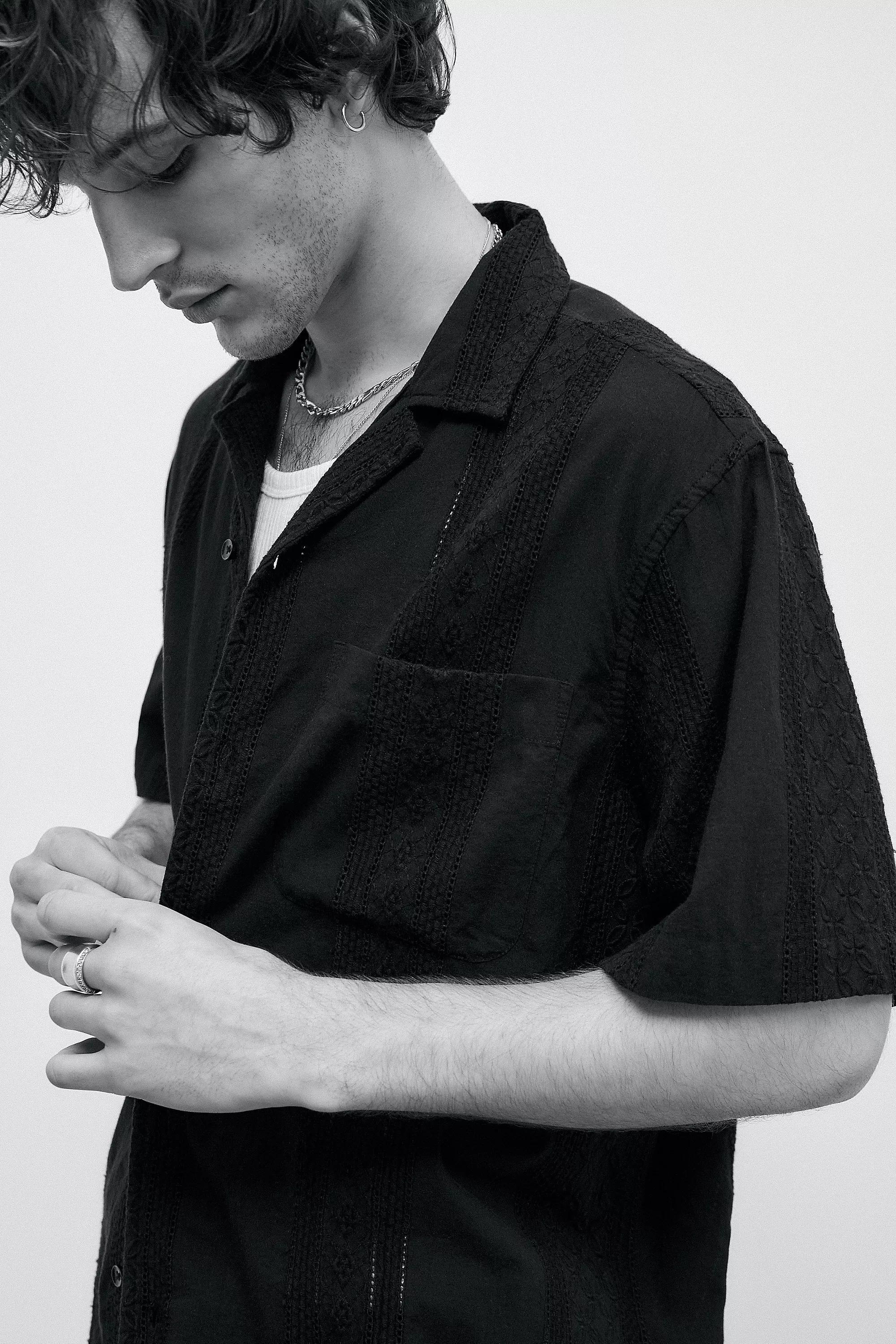 BDG Black Broderie Shirt, , large image number 2