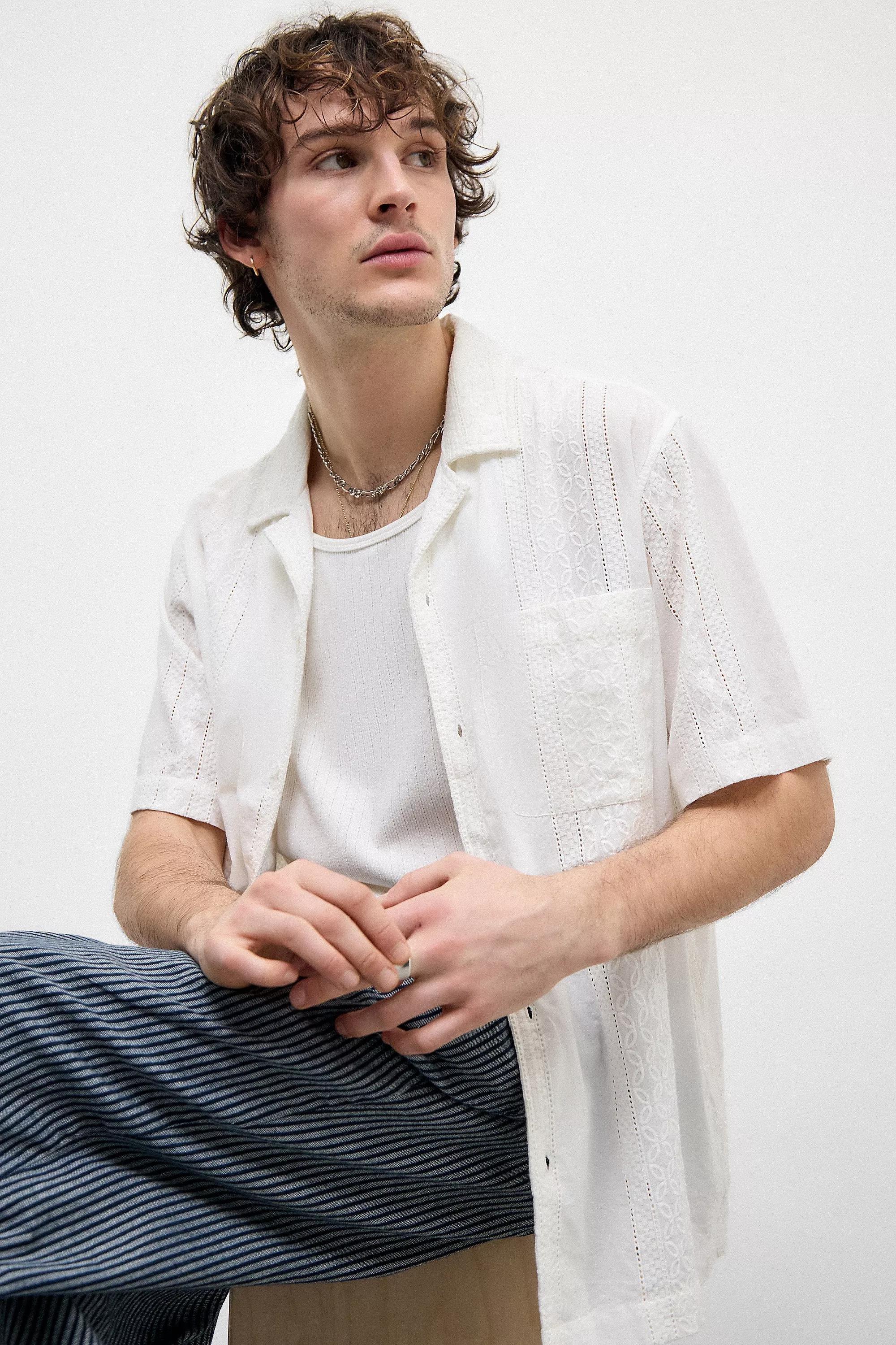 White Bdg Broderie Shirt, , large image number 0