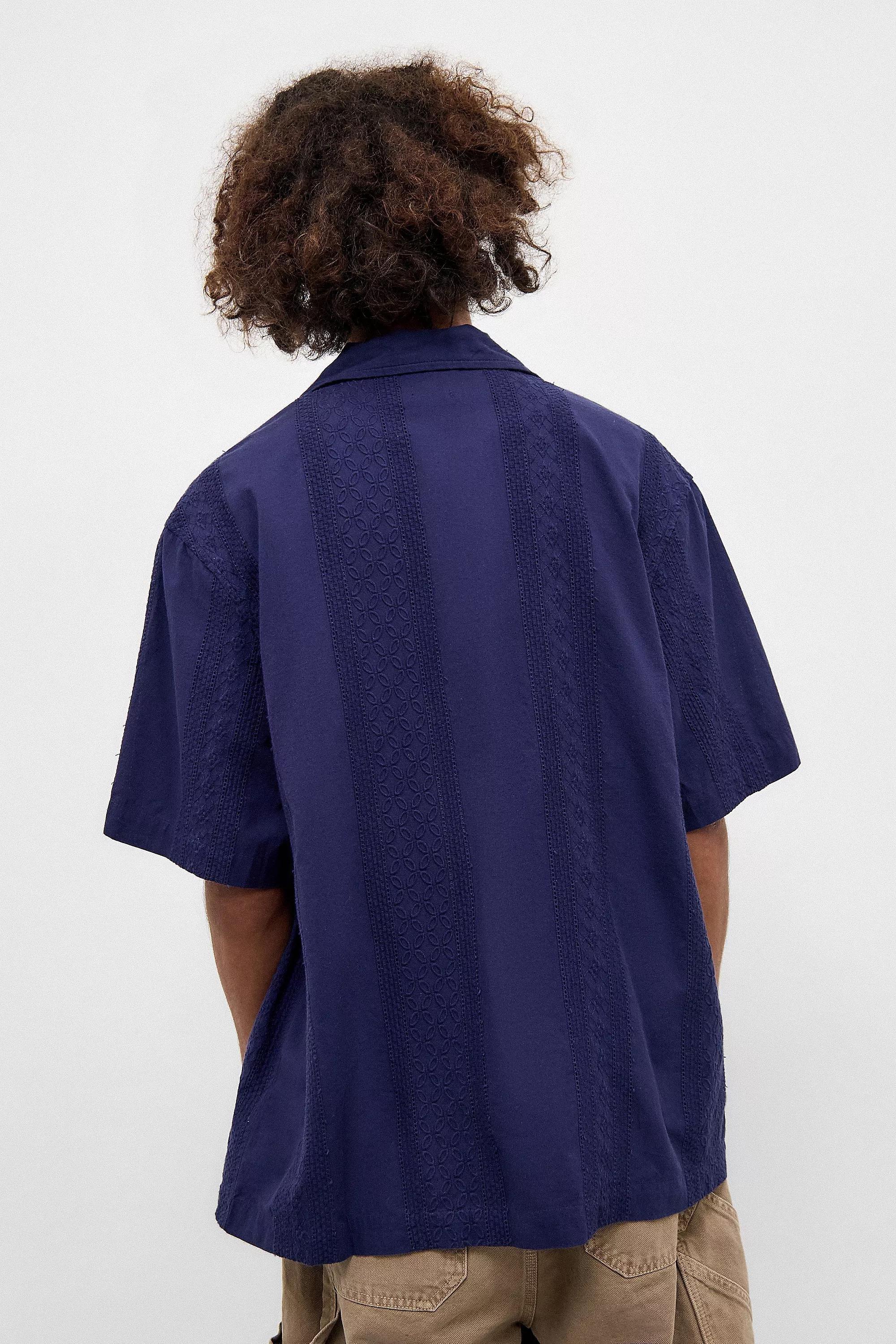 Navy Bdg Embroidery Short Sleeves Shirt, , large image number 4