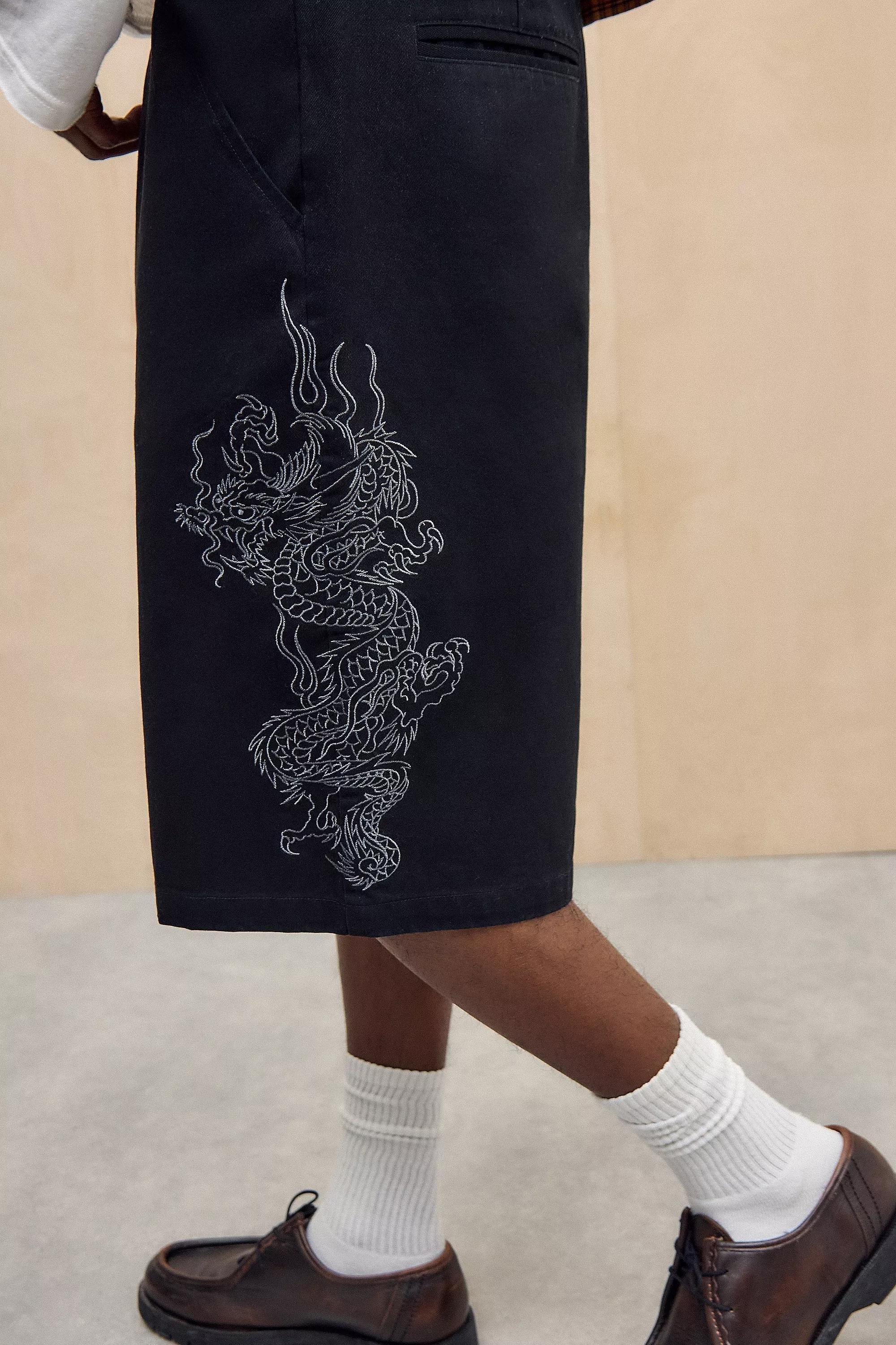 Black Ed Hardy Dragon Chino Shorts, , large image number 2