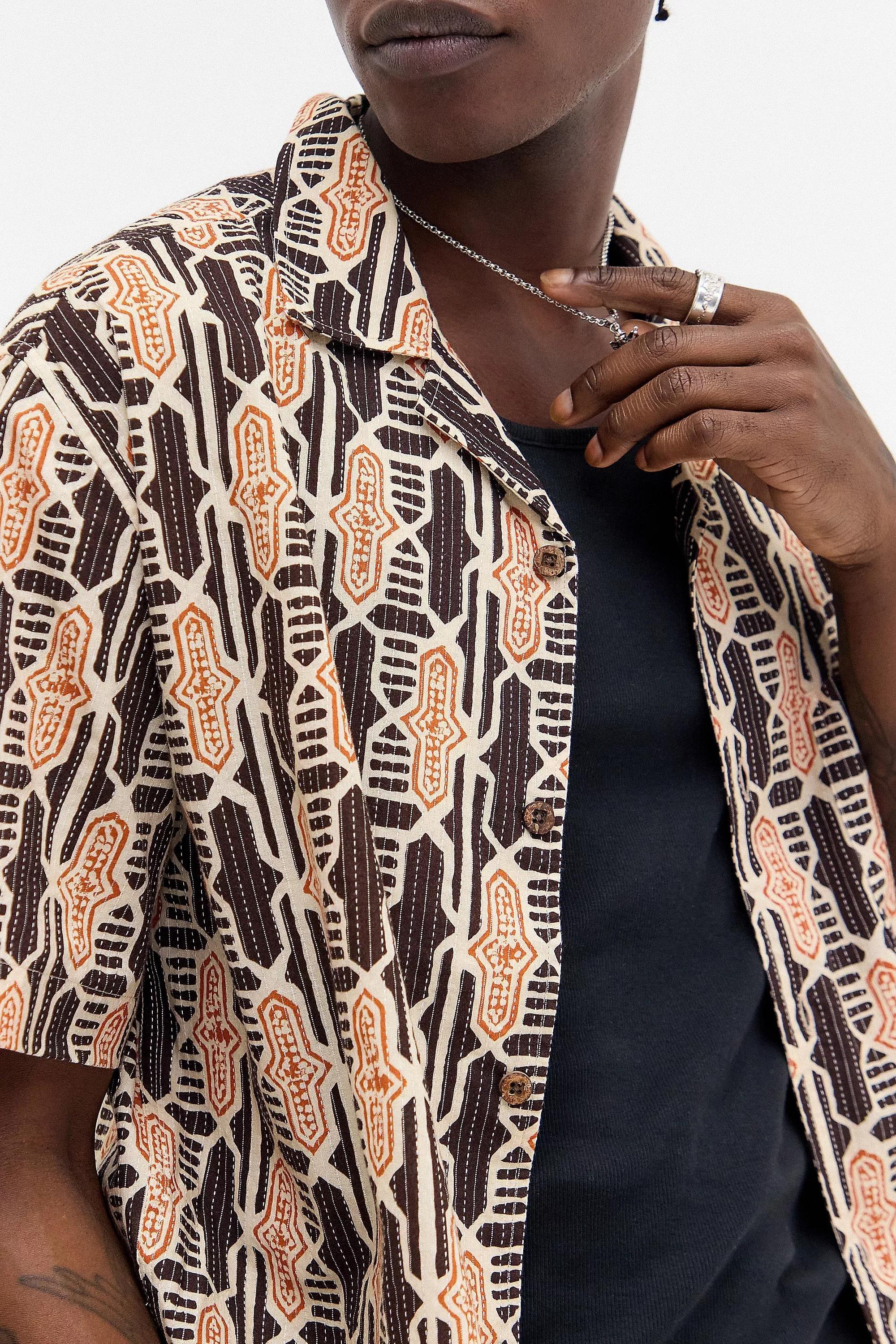 Multicolour Ayker Geometric Print Shirt, BLK MOTIF, medium