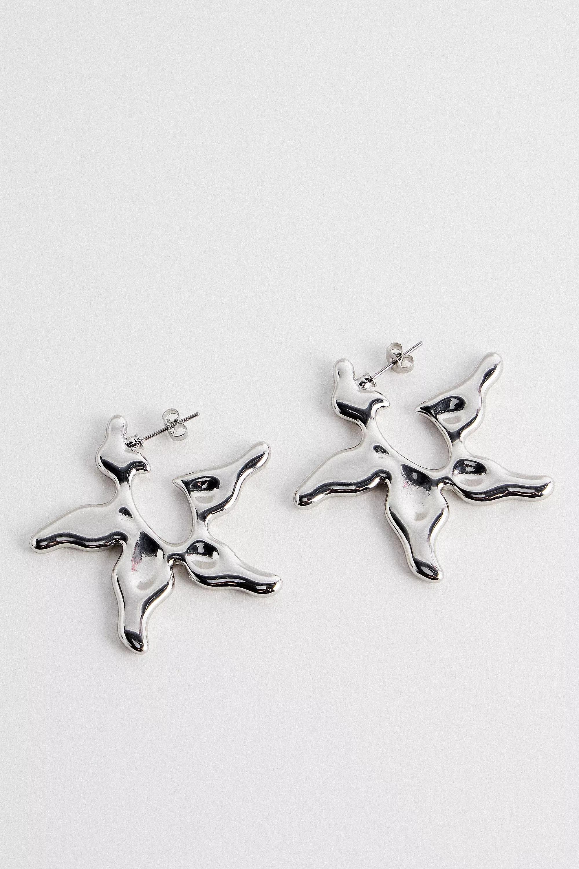 Silver Silence + Noise Starfish Hoop Earrings, , medium